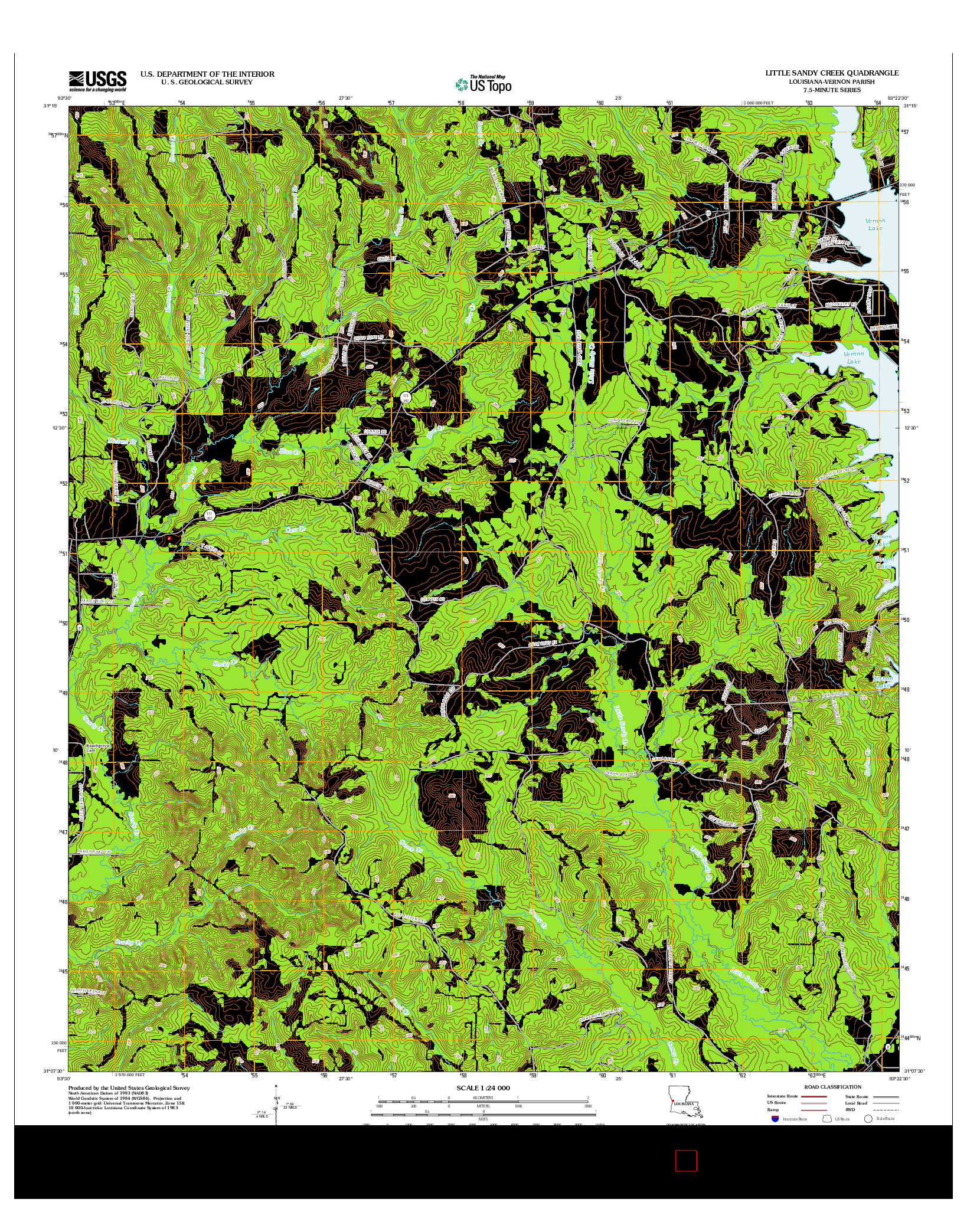 USGS US TOPO 7.5-MINUTE MAP FOR LITTLE SANDY CREEK, LA 2012