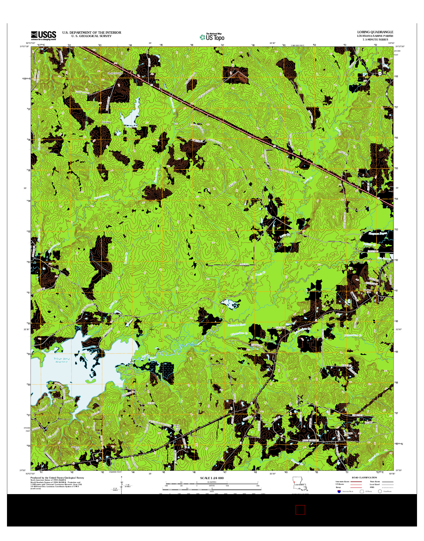 USGS US TOPO 7.5-MINUTE MAP FOR LORING, LA 2012