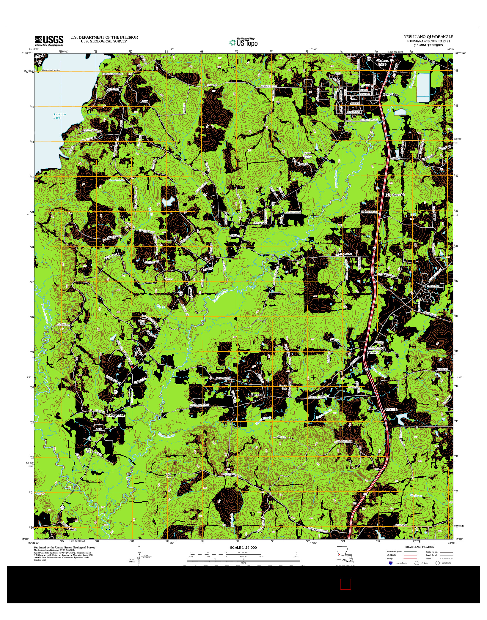 USGS US TOPO 7.5-MINUTE MAP FOR NEW LLANO, LA 2012