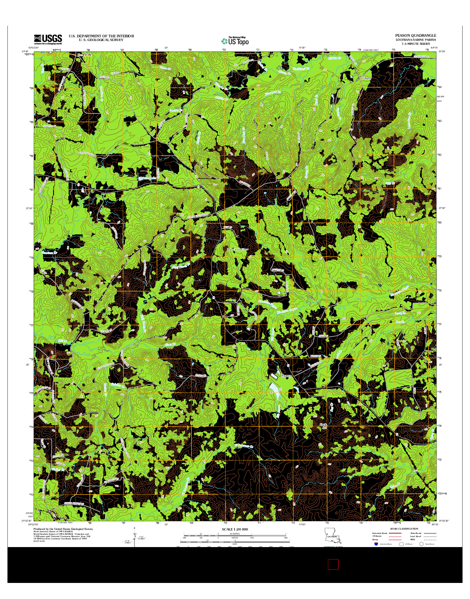 USGS US TOPO 7.5-MINUTE MAP FOR PEASON, LA 2012