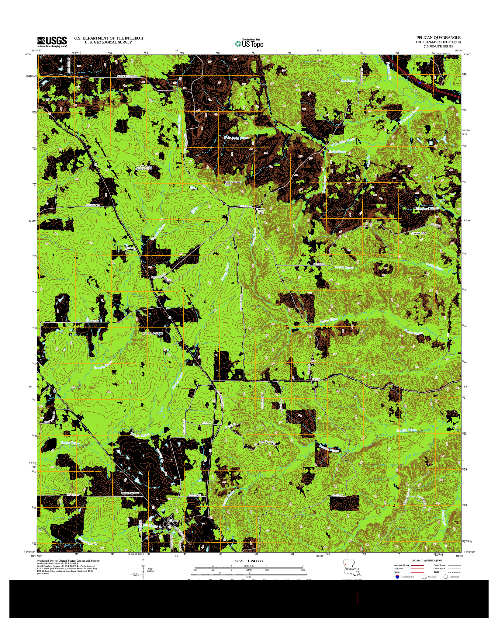 USGS US TOPO 7.5-MINUTE MAP FOR PELICAN, LA 2012