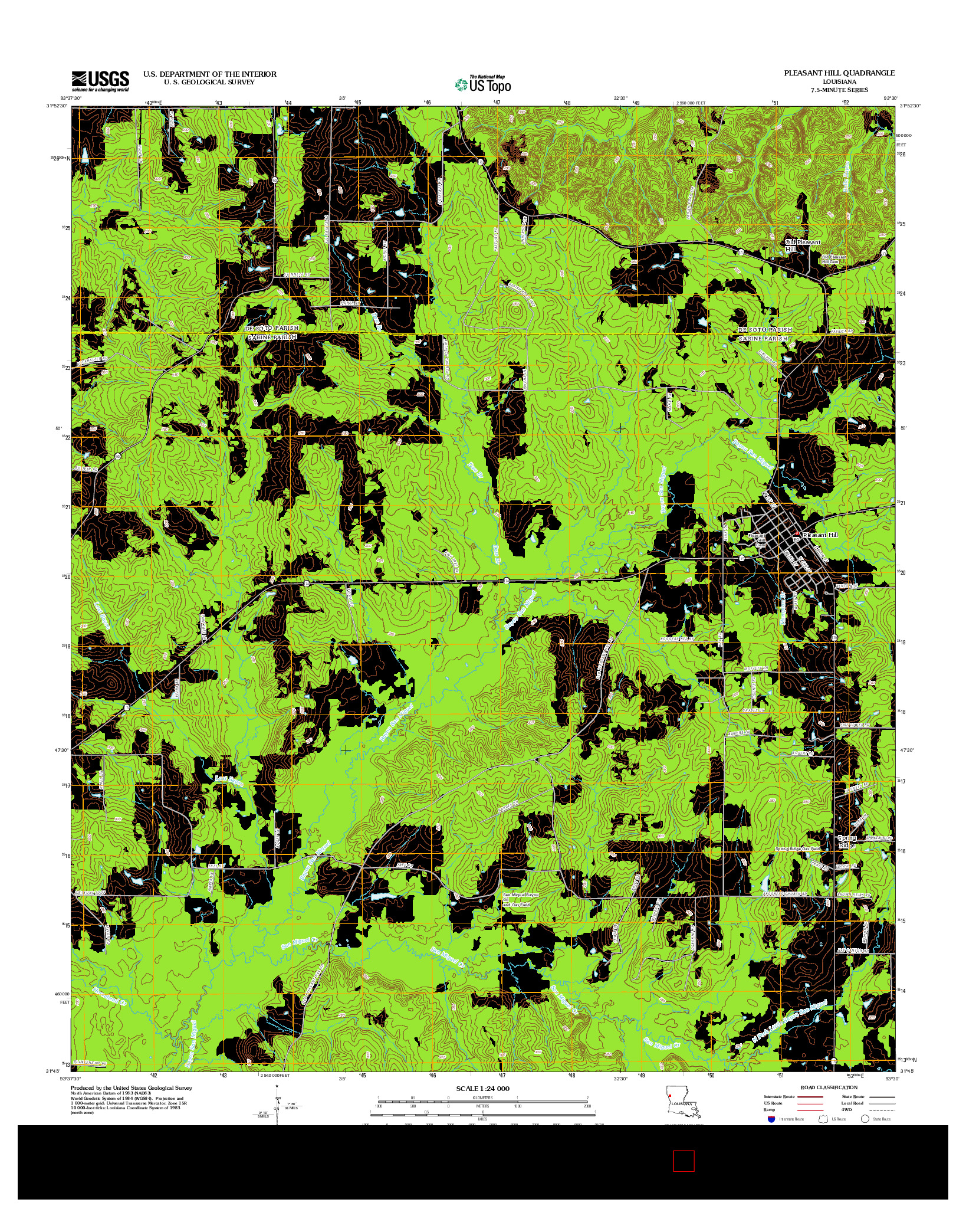 USGS US TOPO 7.5-MINUTE MAP FOR PLEASANT HILL, LA 2012