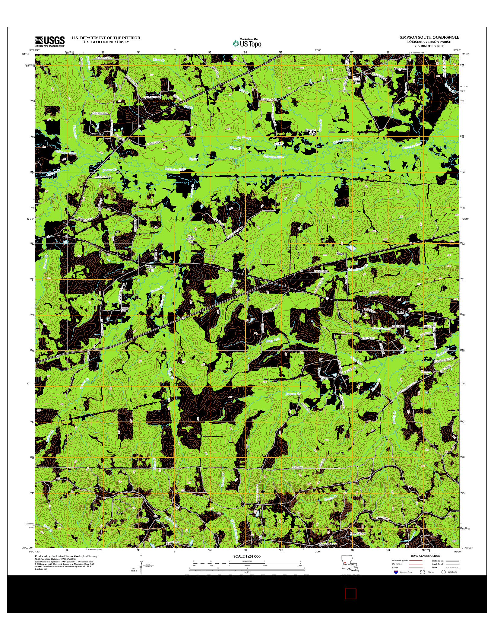 USGS US TOPO 7.5-MINUTE MAP FOR SIMPSON SOUTH, LA 2012