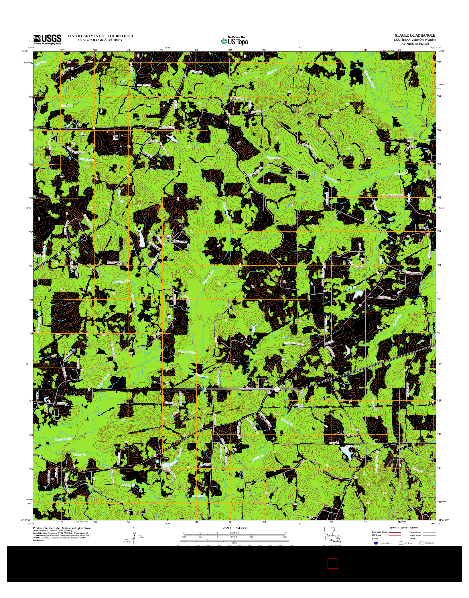 USGS US TOPO 7.5-MINUTE MAP FOR SLAGLE, LA 2012