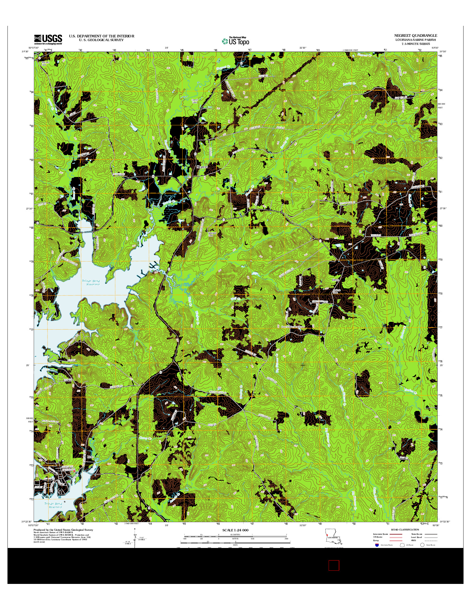 USGS US TOPO 7.5-MINUTE MAP FOR NEGREET, LA 2012