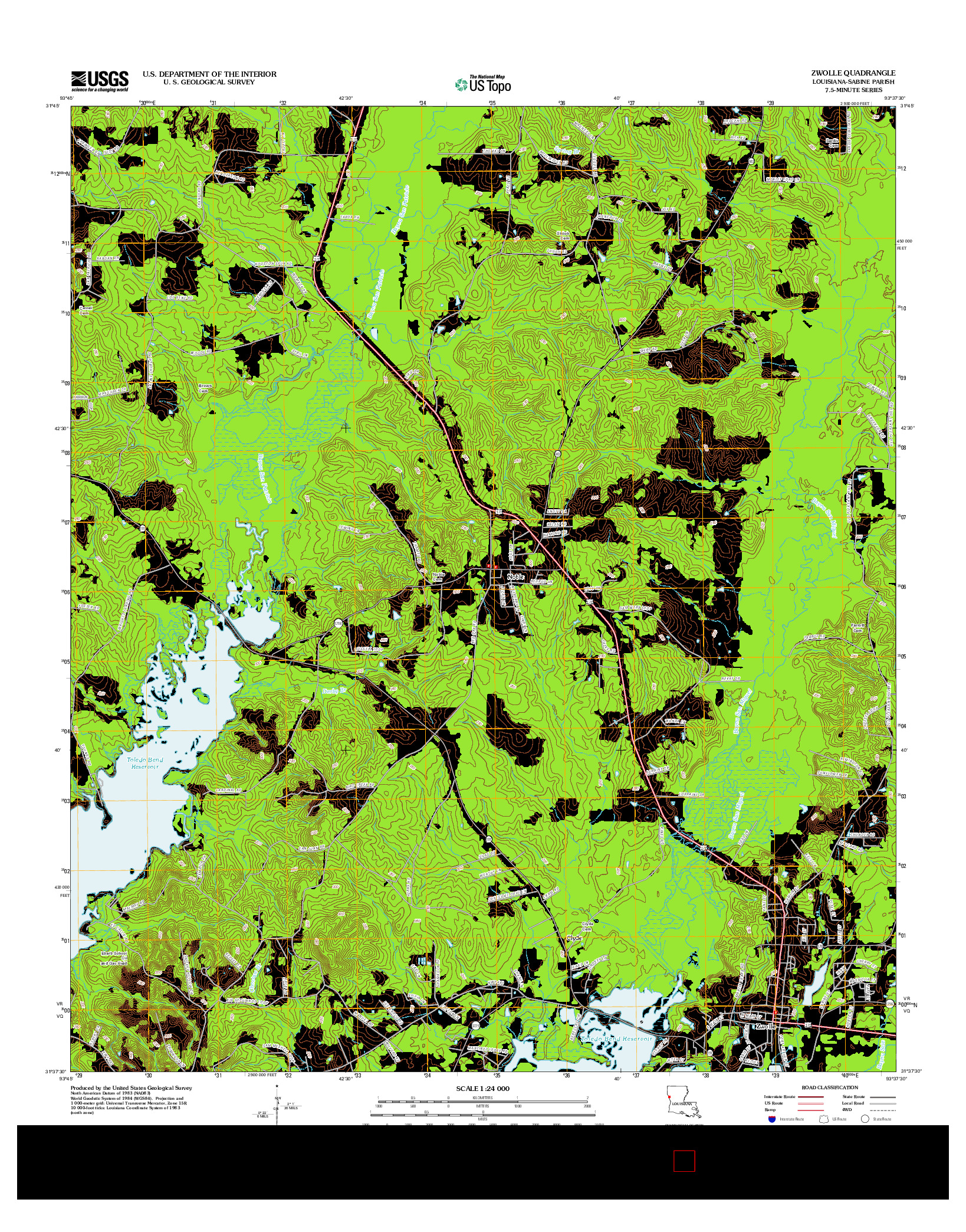 USGS US TOPO 7.5-MINUTE MAP FOR ZWOLLE, LA 2012