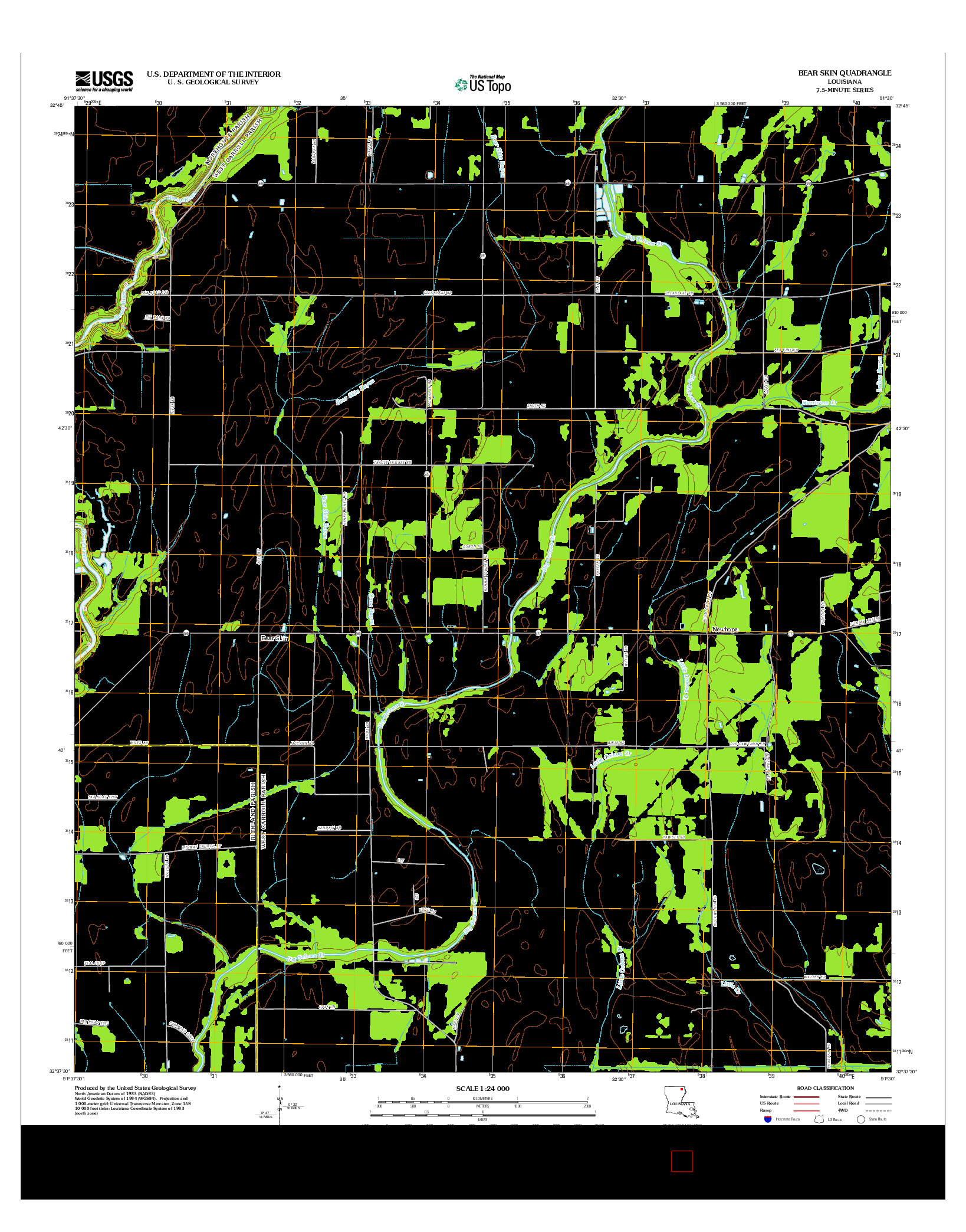 USGS US TOPO 7.5-MINUTE MAP FOR BEAR SKIN, LA 2012