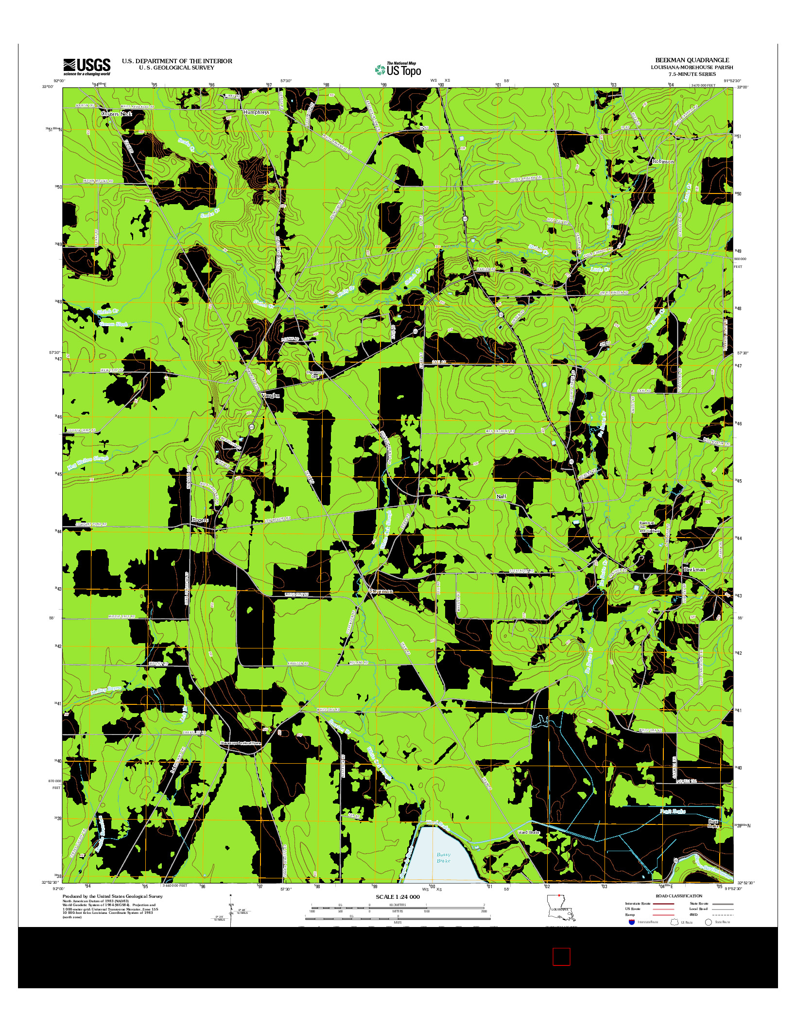 USGS US TOPO 7.5-MINUTE MAP FOR BEEKMAN, LA 2012