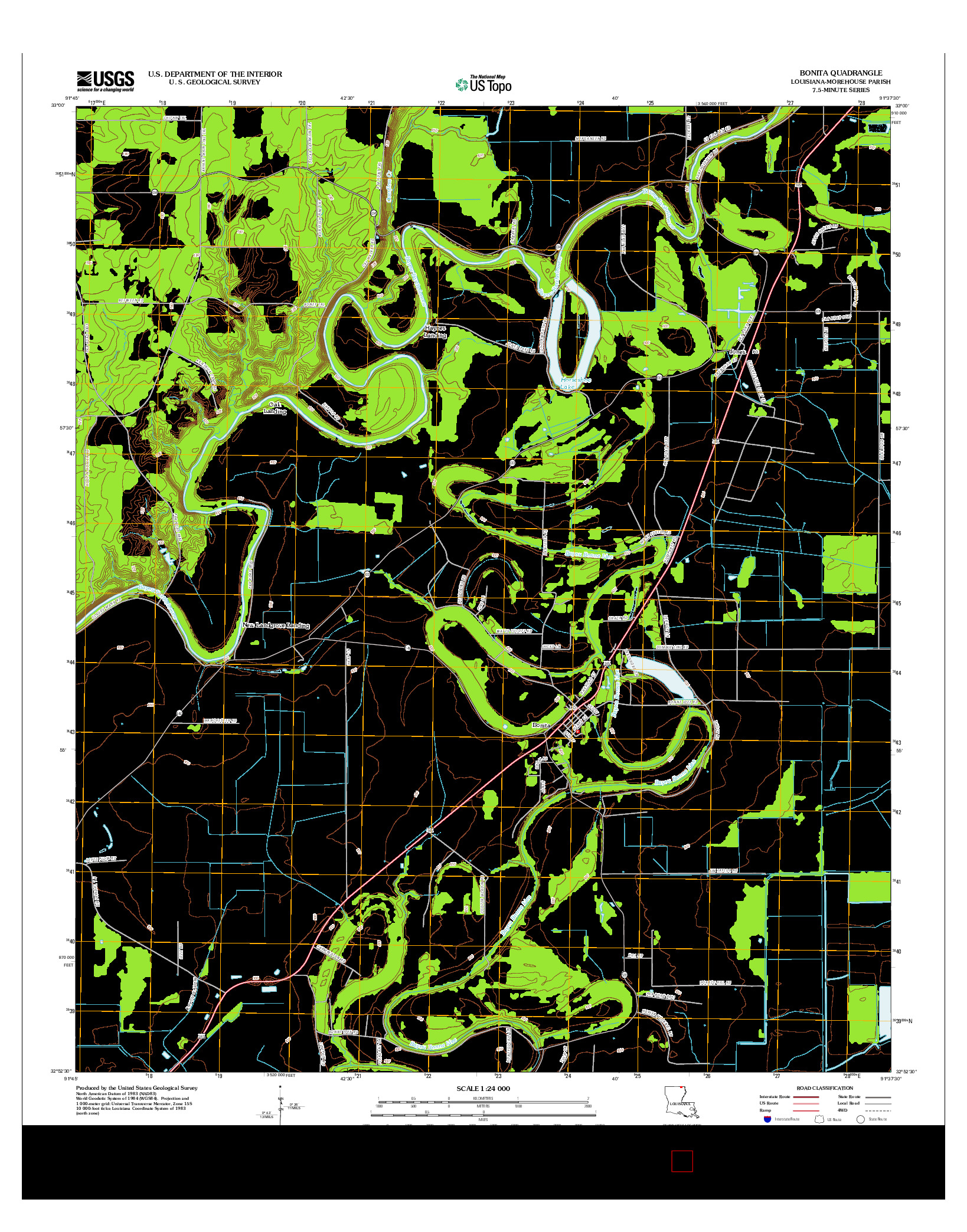 USGS US TOPO 7.5-MINUTE MAP FOR BONITA, LA 2012