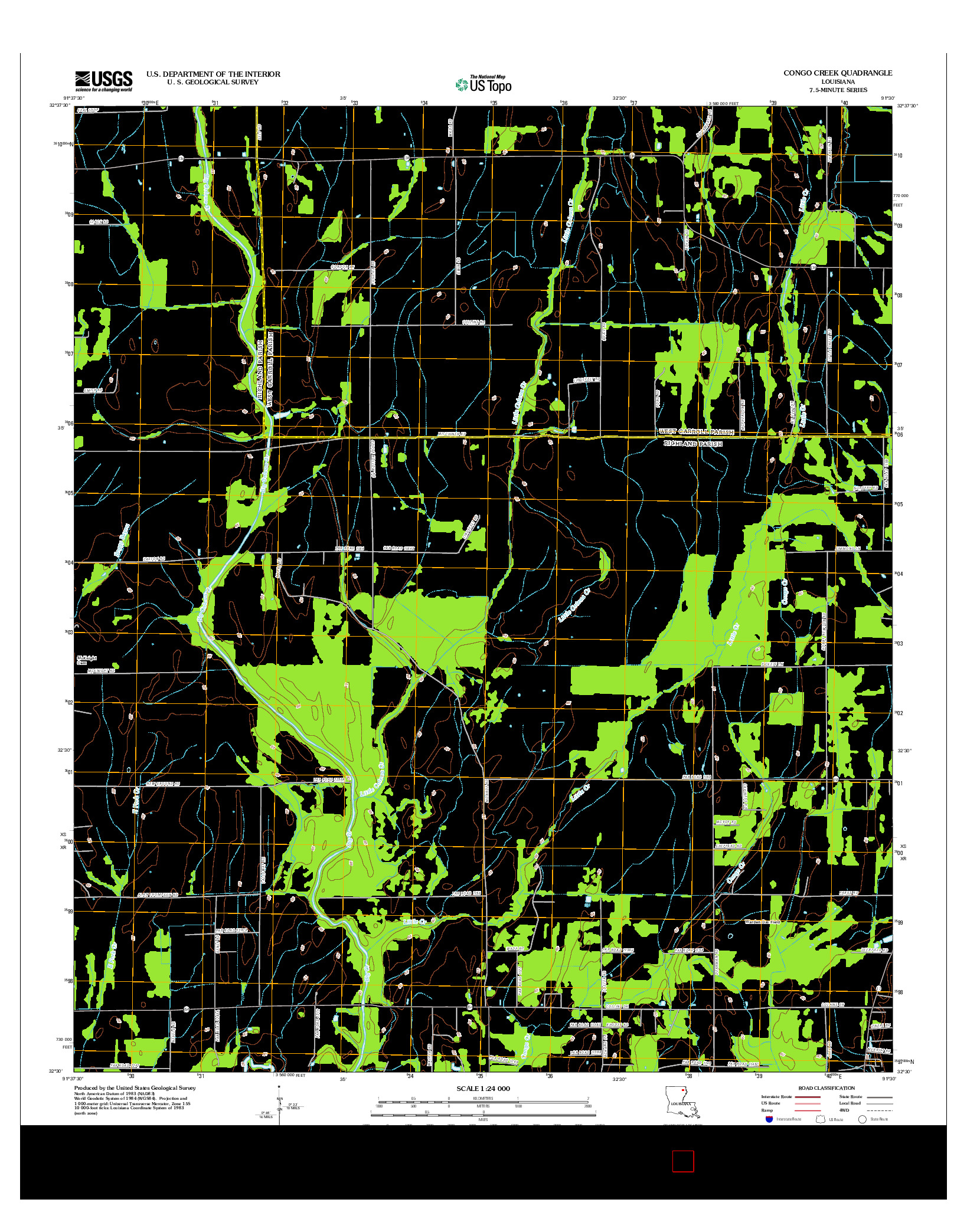 USGS US TOPO 7.5-MINUTE MAP FOR CONGO CREEK, LA 2012