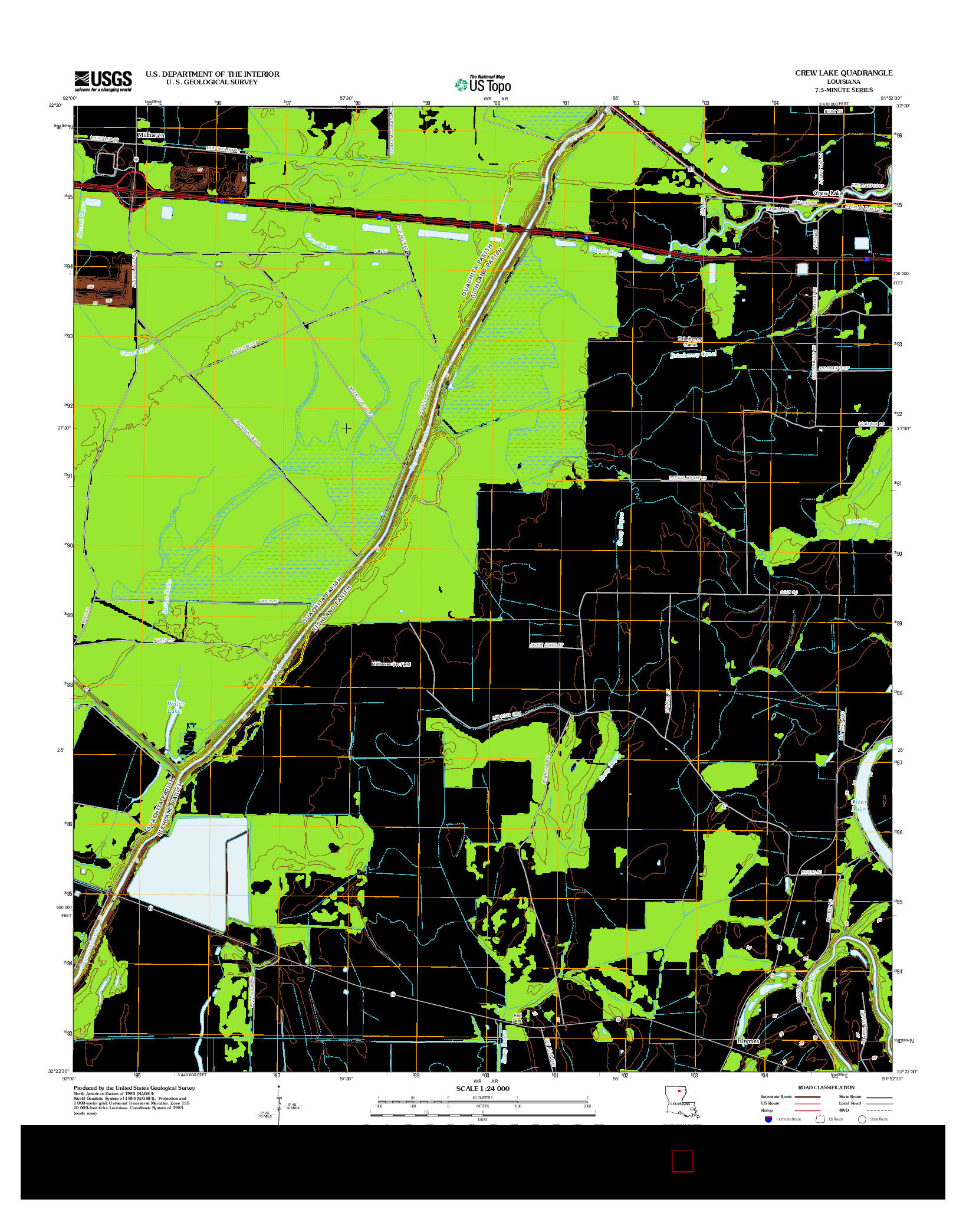 USGS US TOPO 7.5-MINUTE MAP FOR CREW LAKE, LA 2012