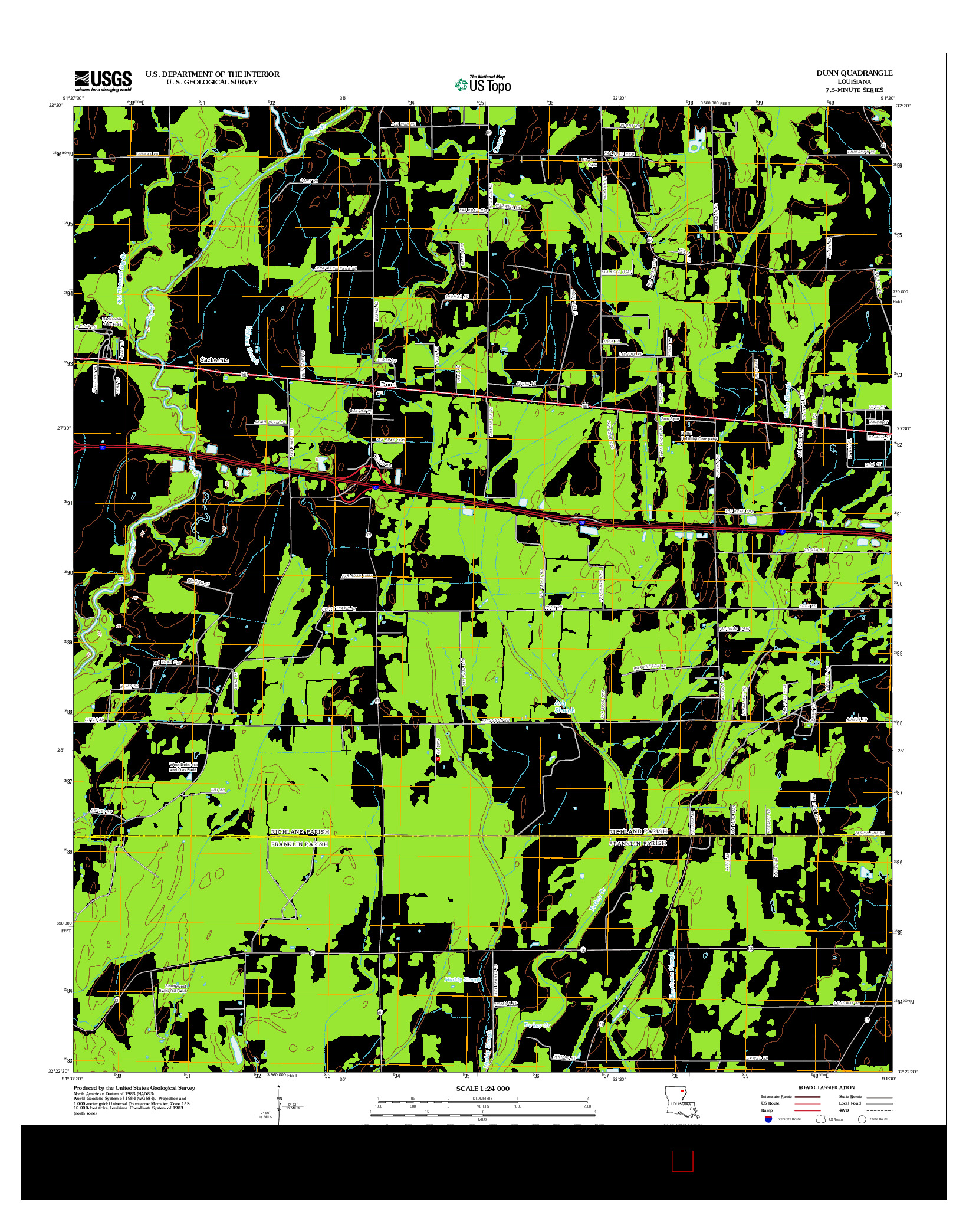 USGS US TOPO 7.5-MINUTE MAP FOR DUNN, LA 2012