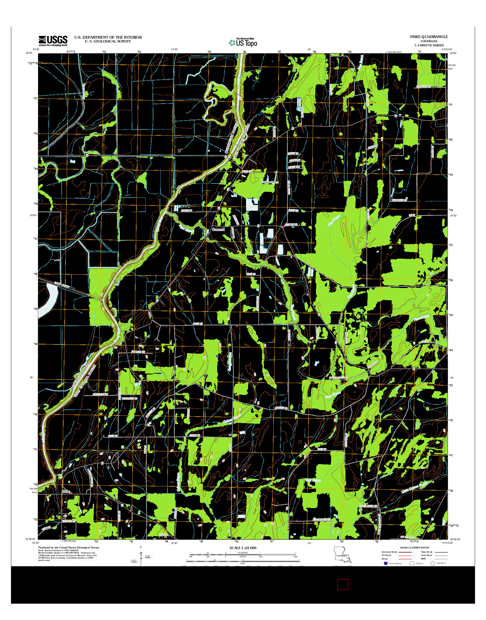USGS US TOPO 7.5-MINUTE MAP FOR FISKE, LA 2012