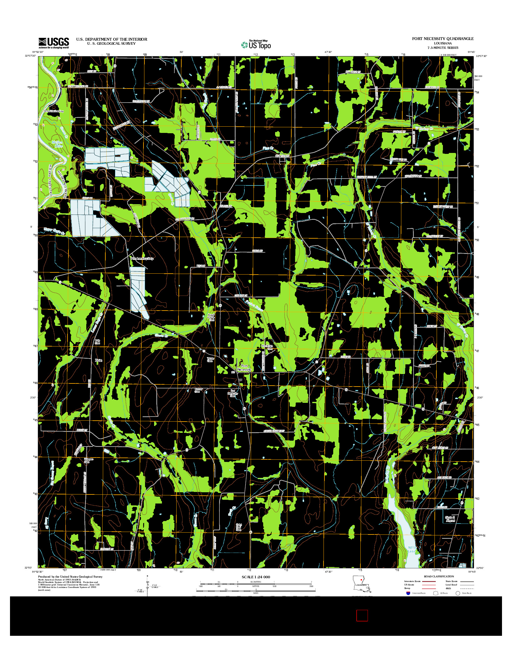 USGS US TOPO 7.5-MINUTE MAP FOR FORT NECESSITY, LA 2012