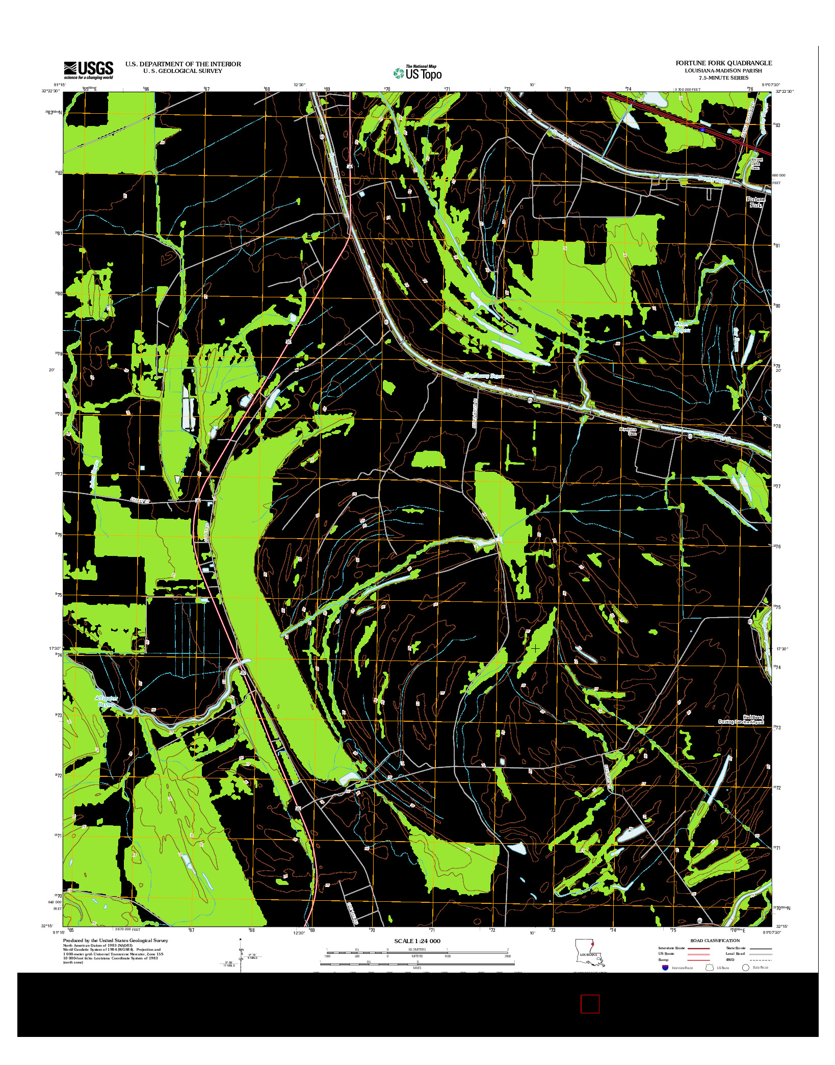 USGS US TOPO 7.5-MINUTE MAP FOR FORTUNE FORK, LA 2012