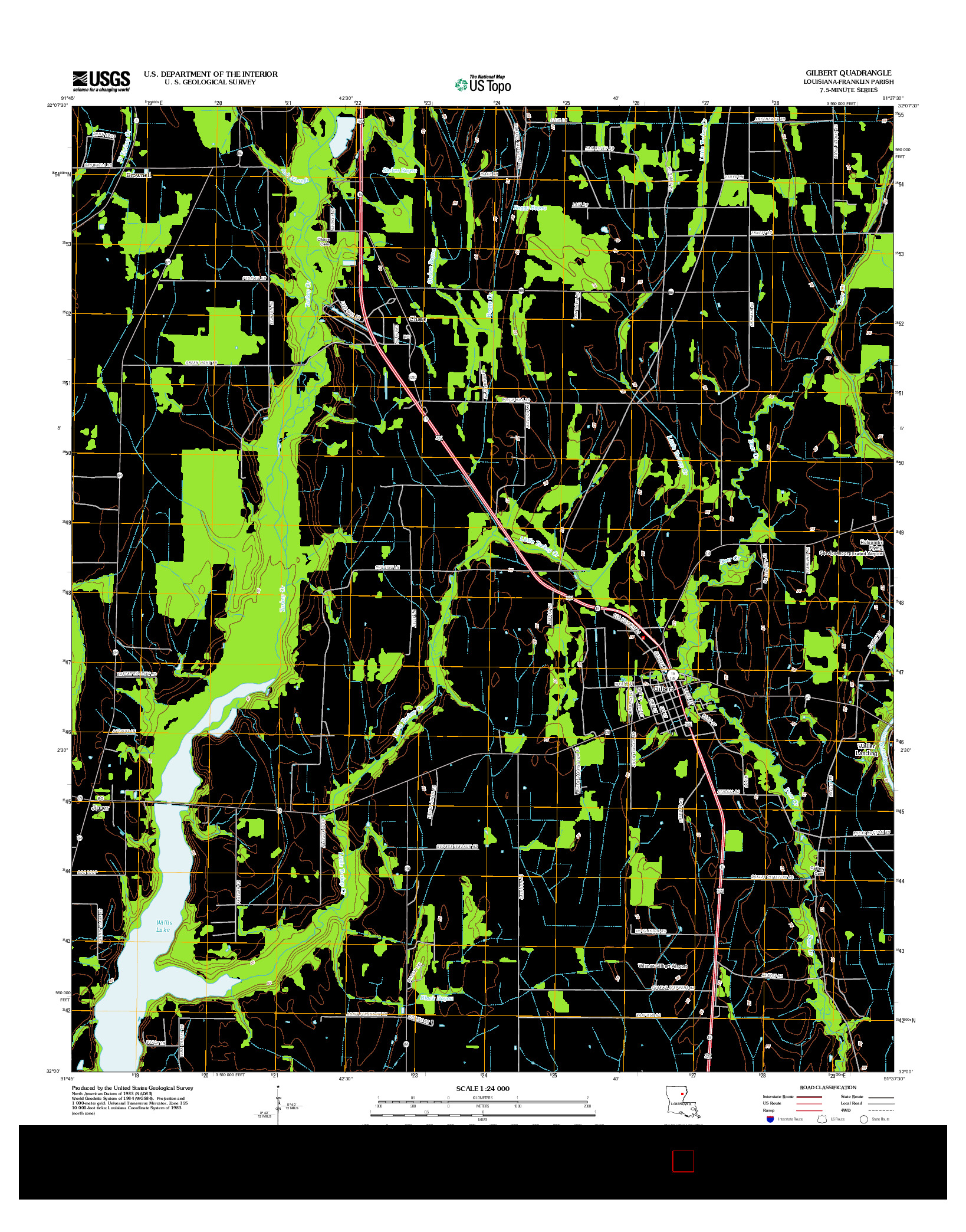 USGS US TOPO 7.5-MINUTE MAP FOR GILBERT, LA 2012