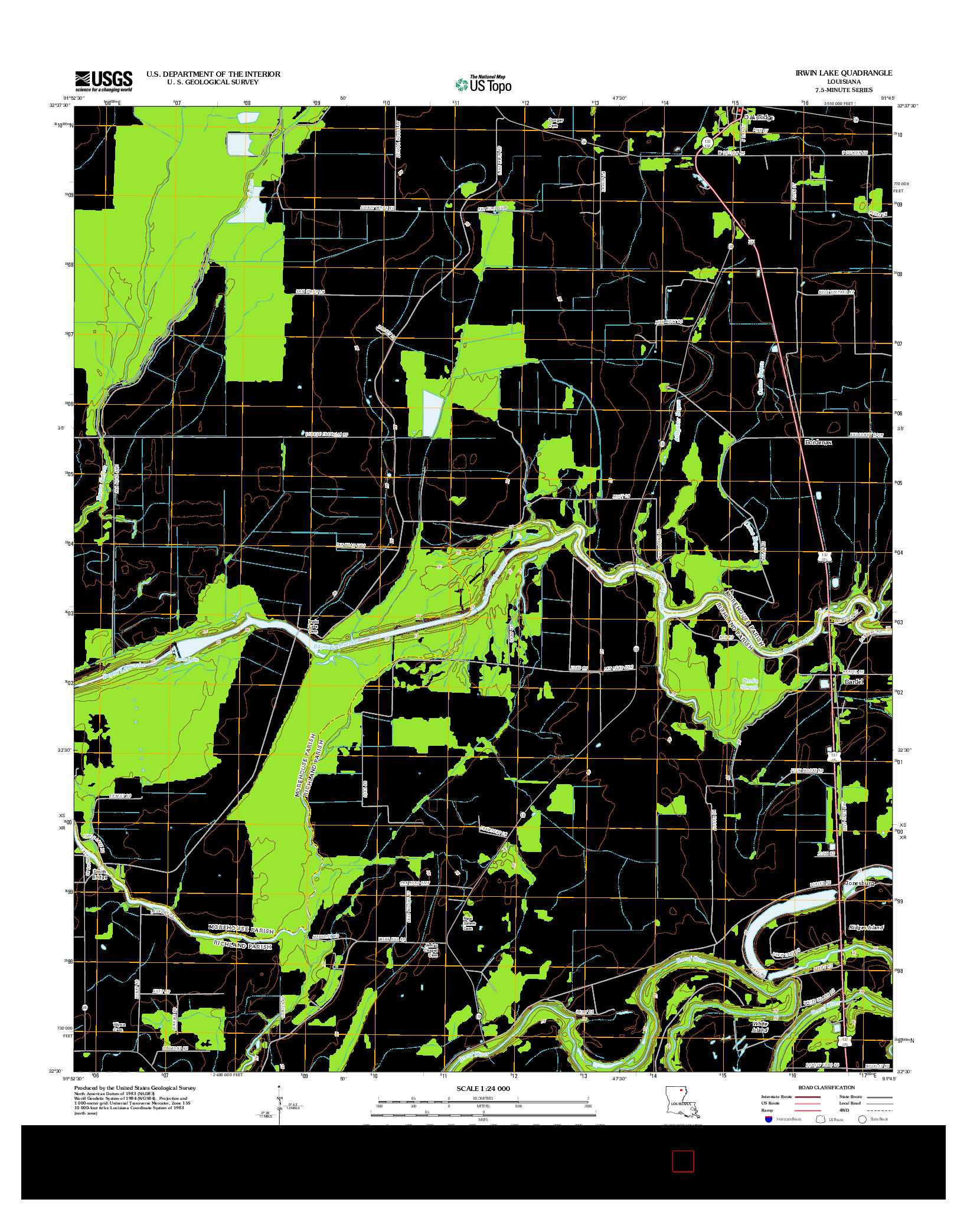 USGS US TOPO 7.5-MINUTE MAP FOR IRWIN LAKE, LA 2012
