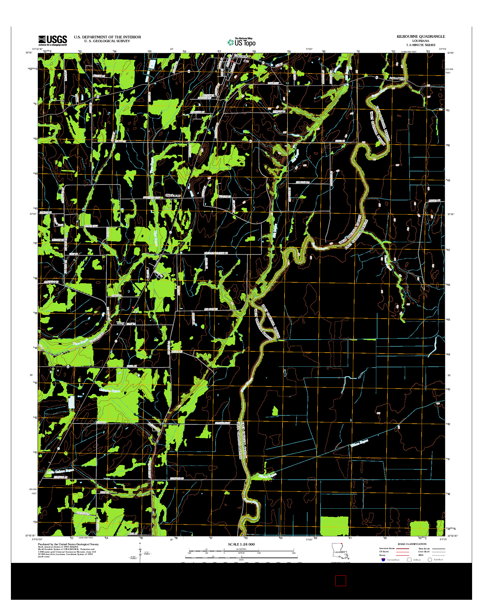 USGS US TOPO 7.5-MINUTE MAP FOR KILBOURNE, LA 2012