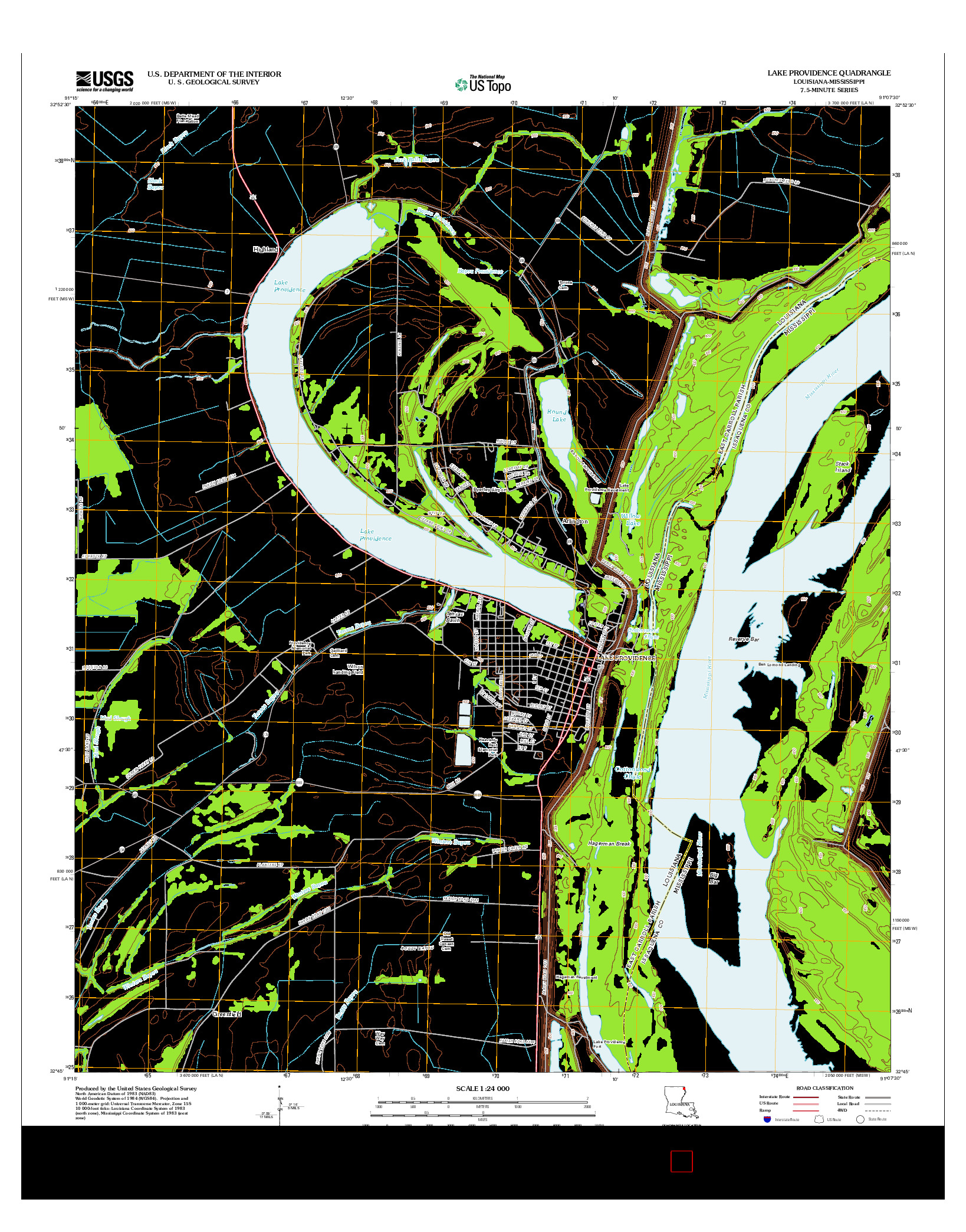 USGS US TOPO 7.5-MINUTE MAP FOR LAKE PROVIDENCE, LA-MS 2012