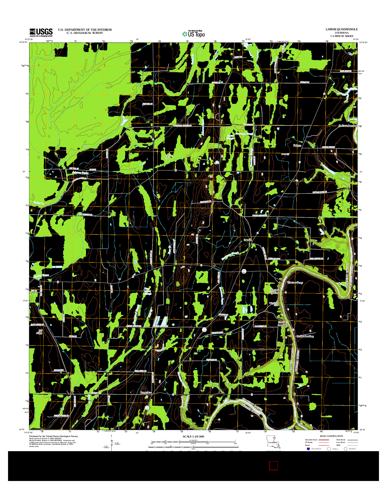 USGS US TOPO 7.5-MINUTE MAP FOR LAMAR, LA 2012