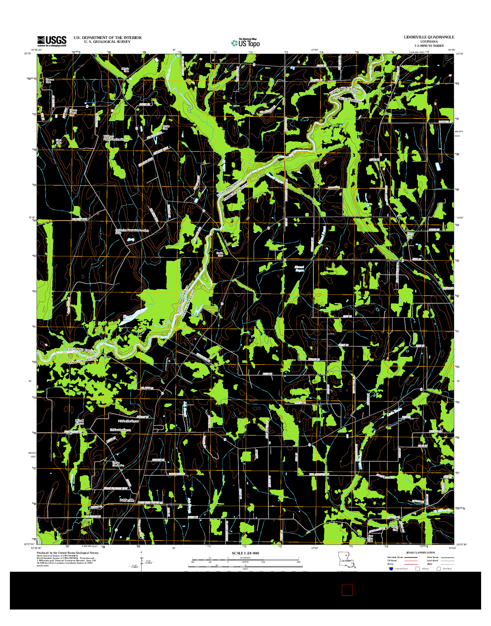 USGS US TOPO 7.5-MINUTE MAP FOR LIDDIEVILLE, LA 2012