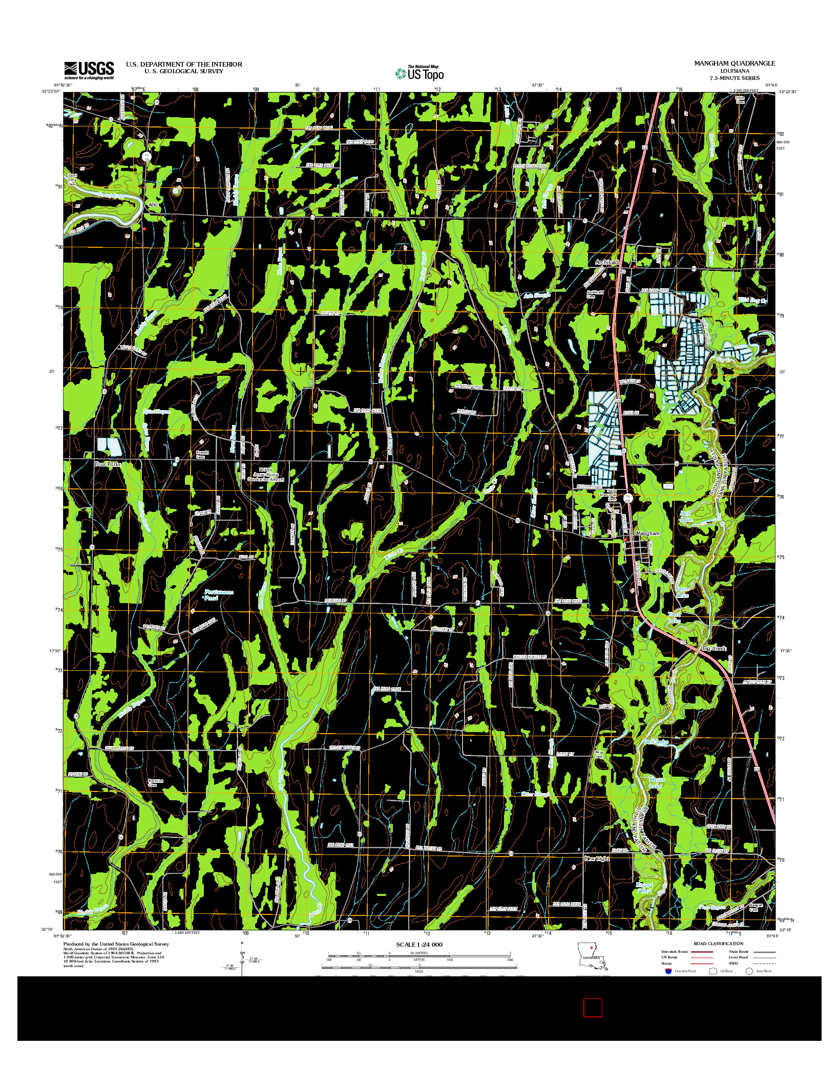 USGS US TOPO 7.5-MINUTE MAP FOR MANGHAM, LA 2012