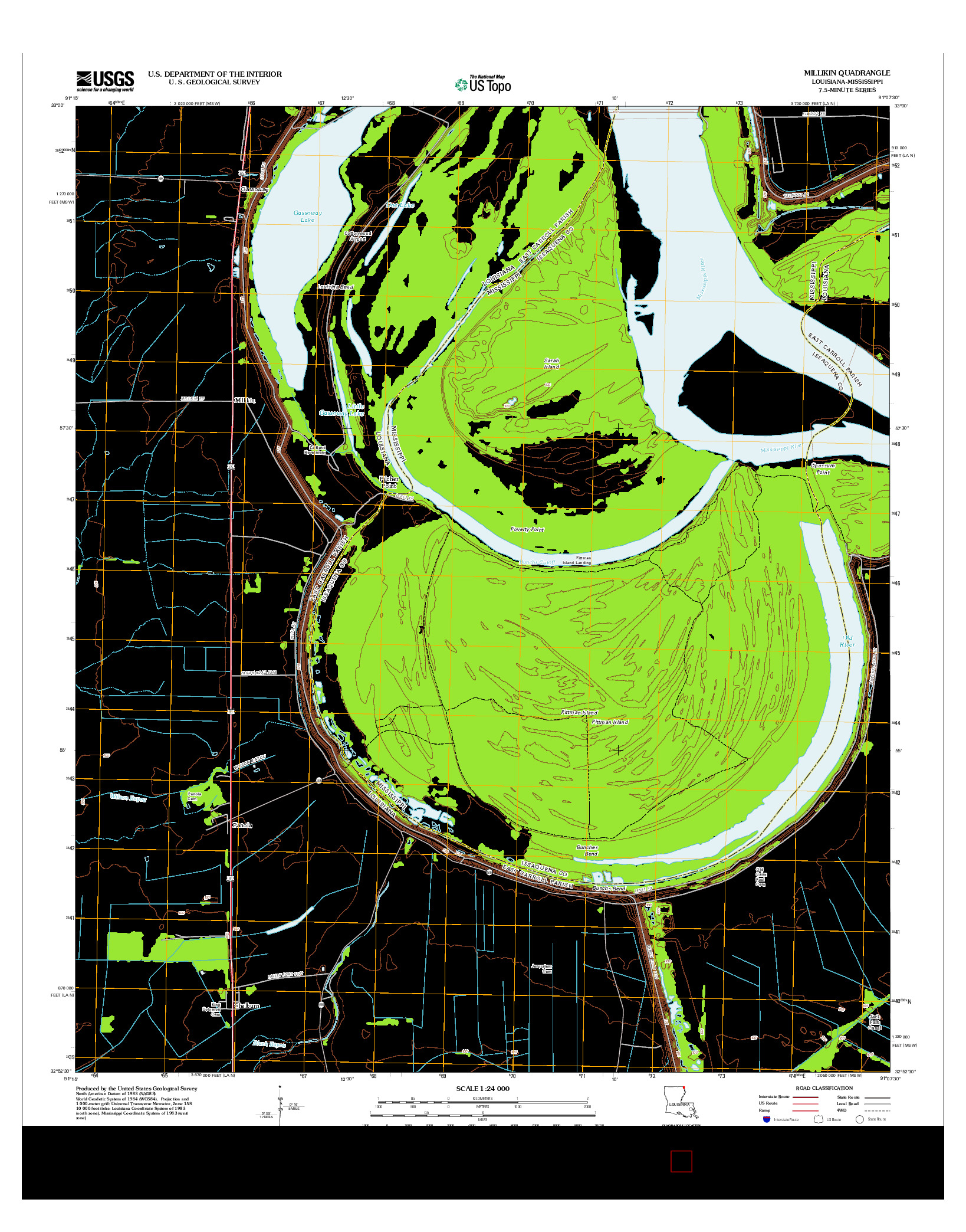 USGS US TOPO 7.5-MINUTE MAP FOR MILLIKIN, LA-MS 2012