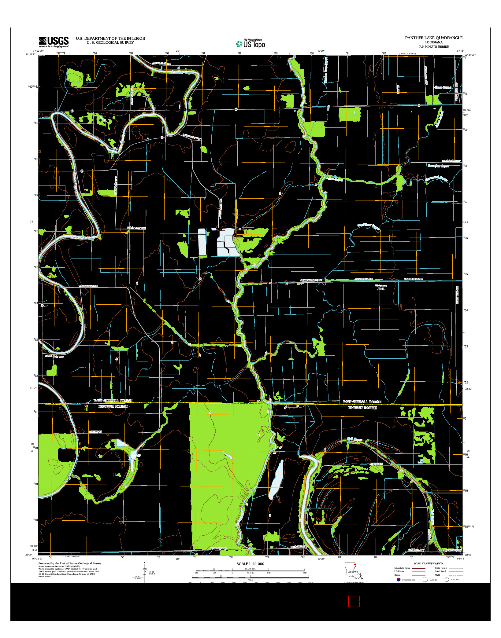 USGS US TOPO 7.5-MINUTE MAP FOR PANTHER LAKE, LA 2012