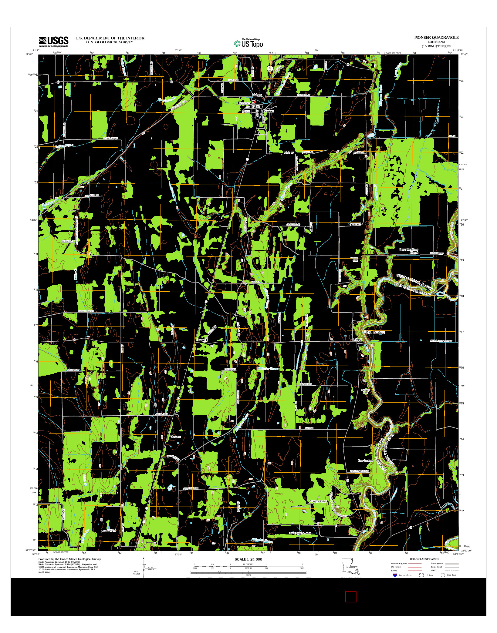 USGS US TOPO 7.5-MINUTE MAP FOR PIONEER, LA 2012