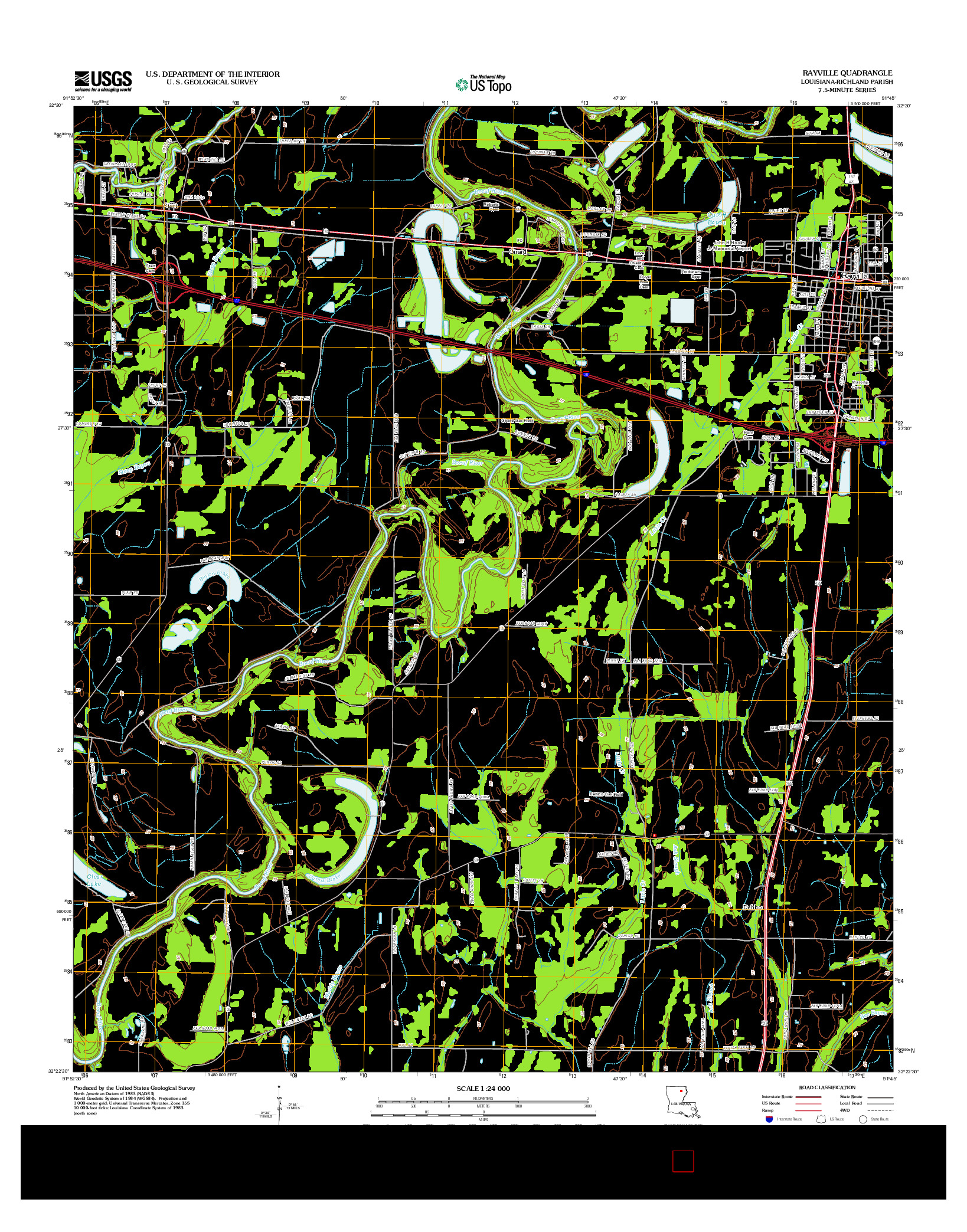 USGS US TOPO 7.5-MINUTE MAP FOR RAYVILLE, LA 2012