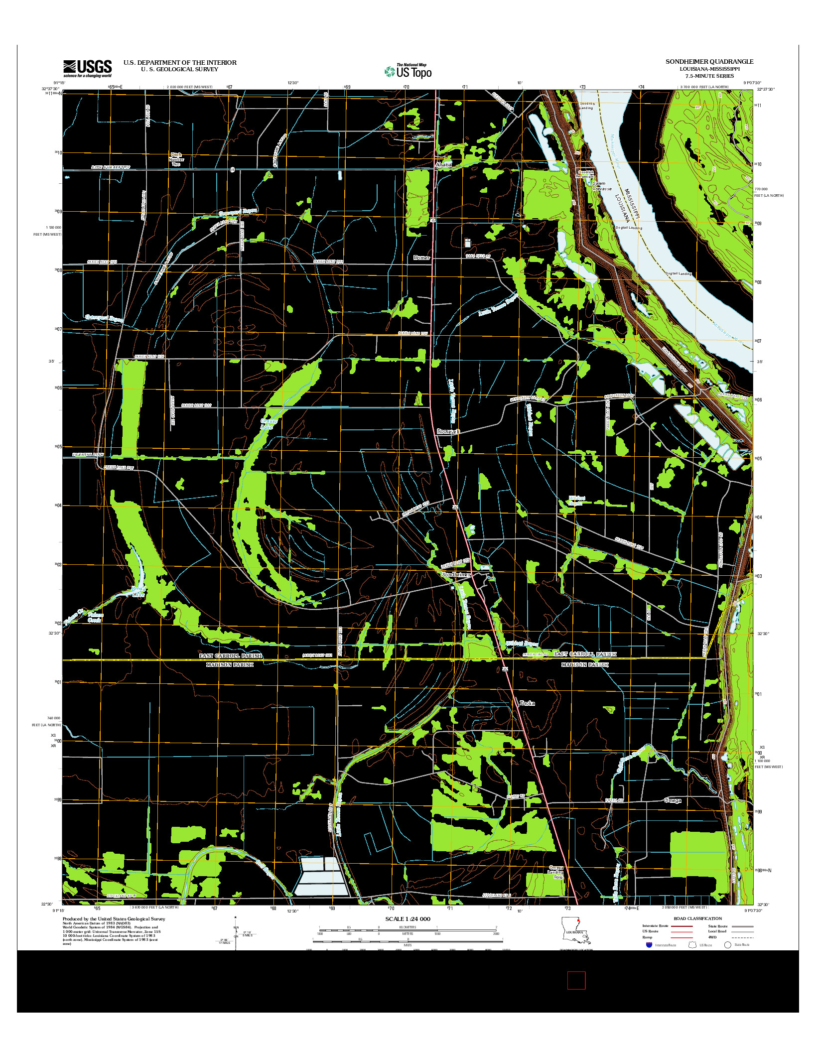 USGS US TOPO 7.5-MINUTE MAP FOR SONDHEIMER, LA-MS 2012