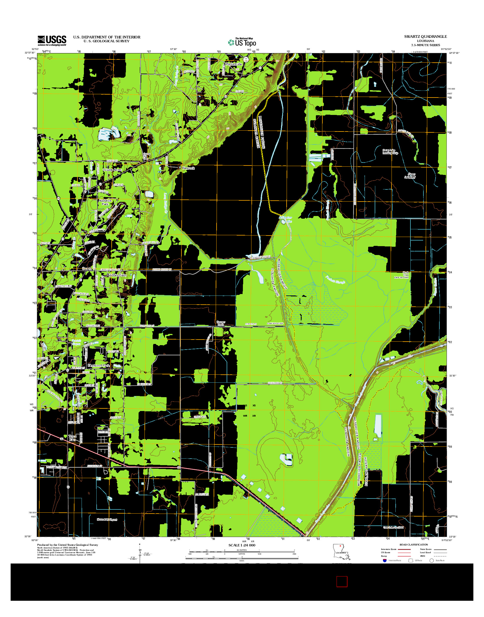 USGS US TOPO 7.5-MINUTE MAP FOR SWARTZ, LA 2012