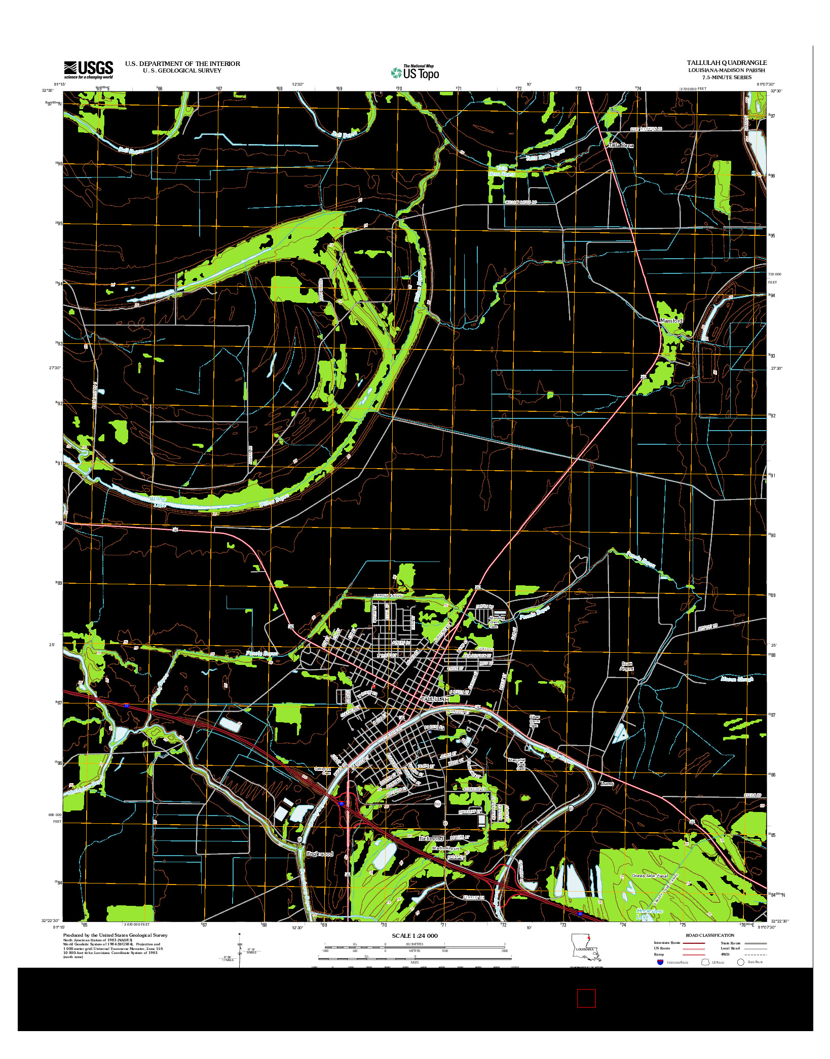 USGS US TOPO 7.5-MINUTE MAP FOR TALLULAH, LA 2012