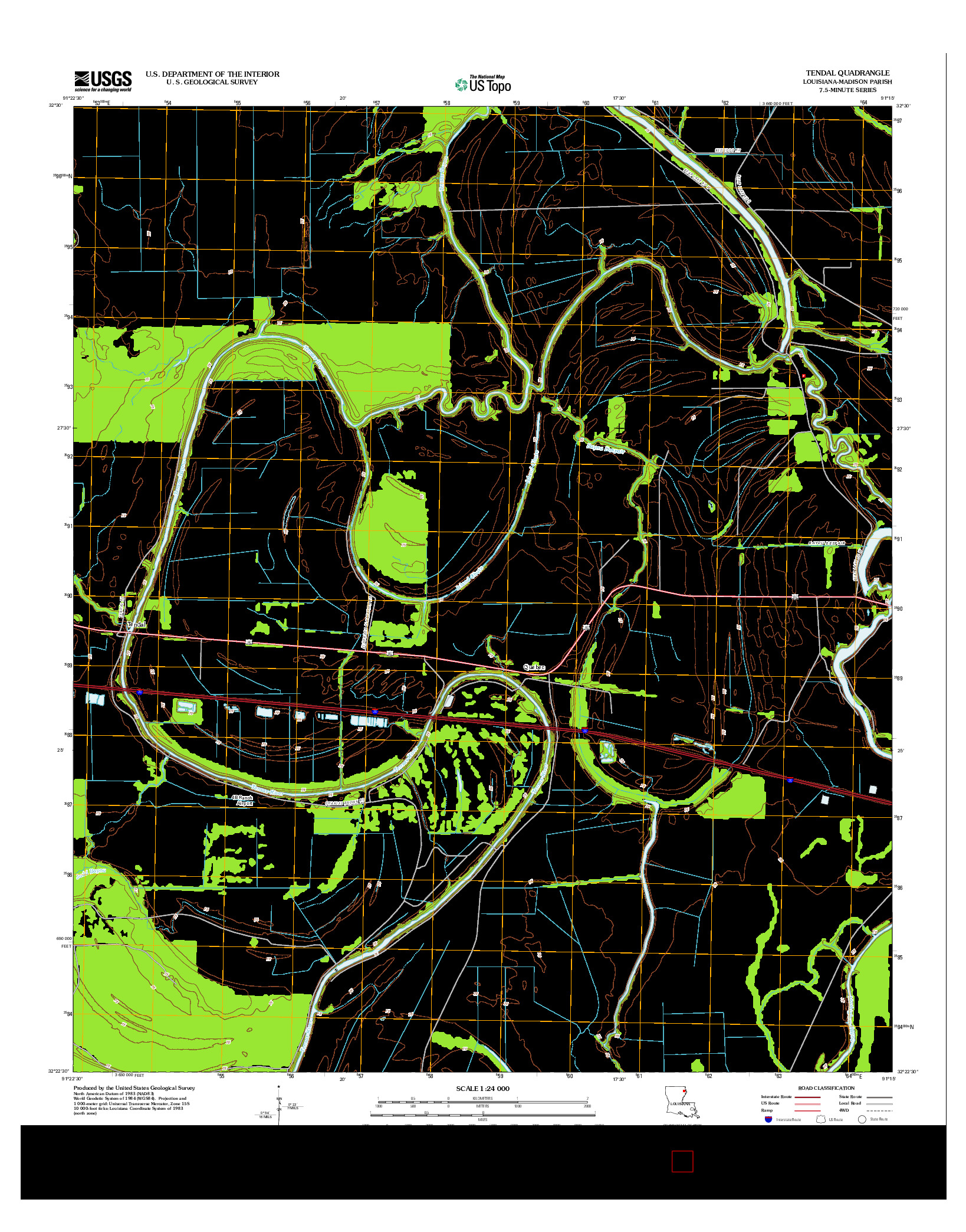 USGS US TOPO 7.5-MINUTE MAP FOR TENDAL, LA 2012