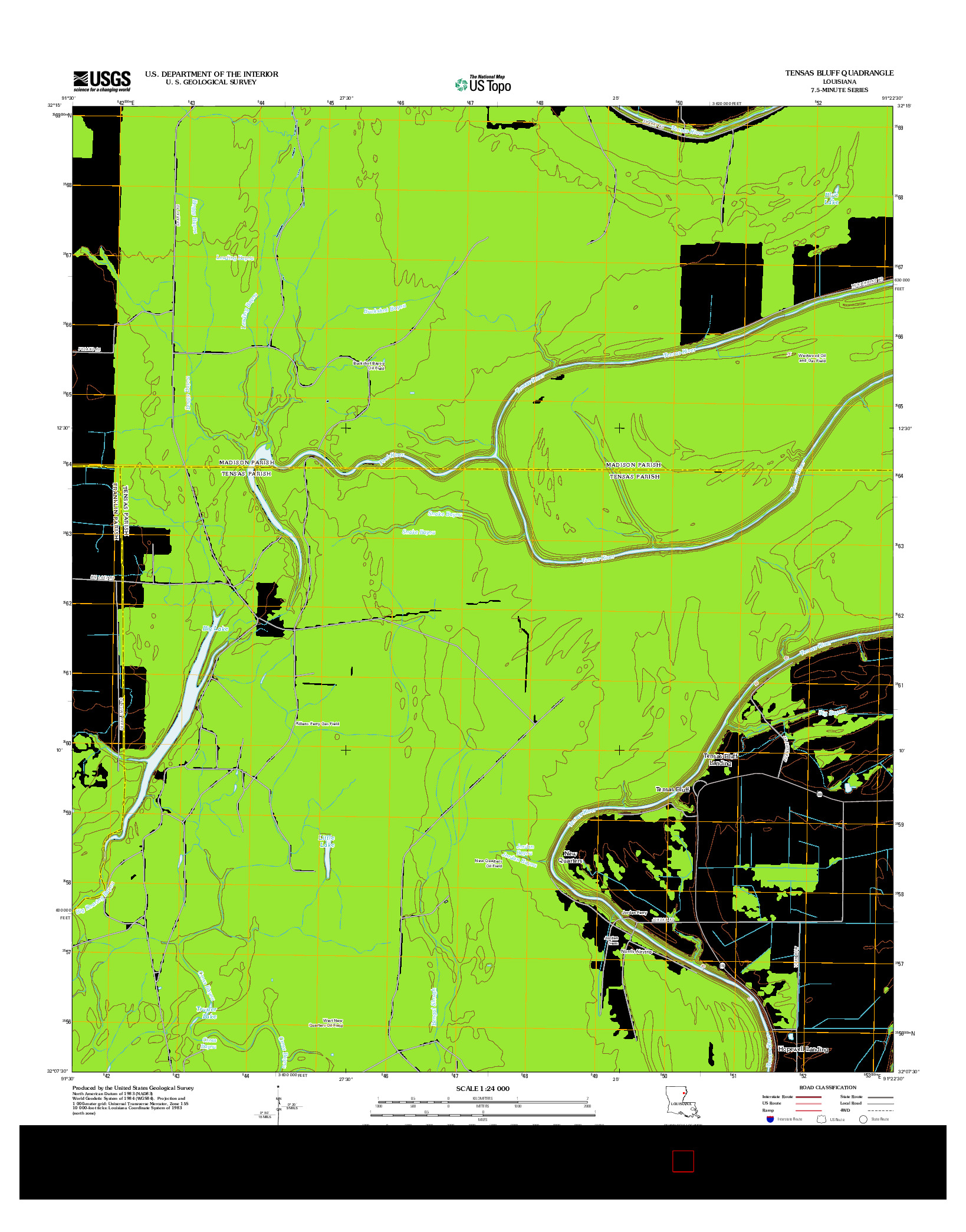 USGS US TOPO 7.5-MINUTE MAP FOR TENSAS BLUFF, LA 2012