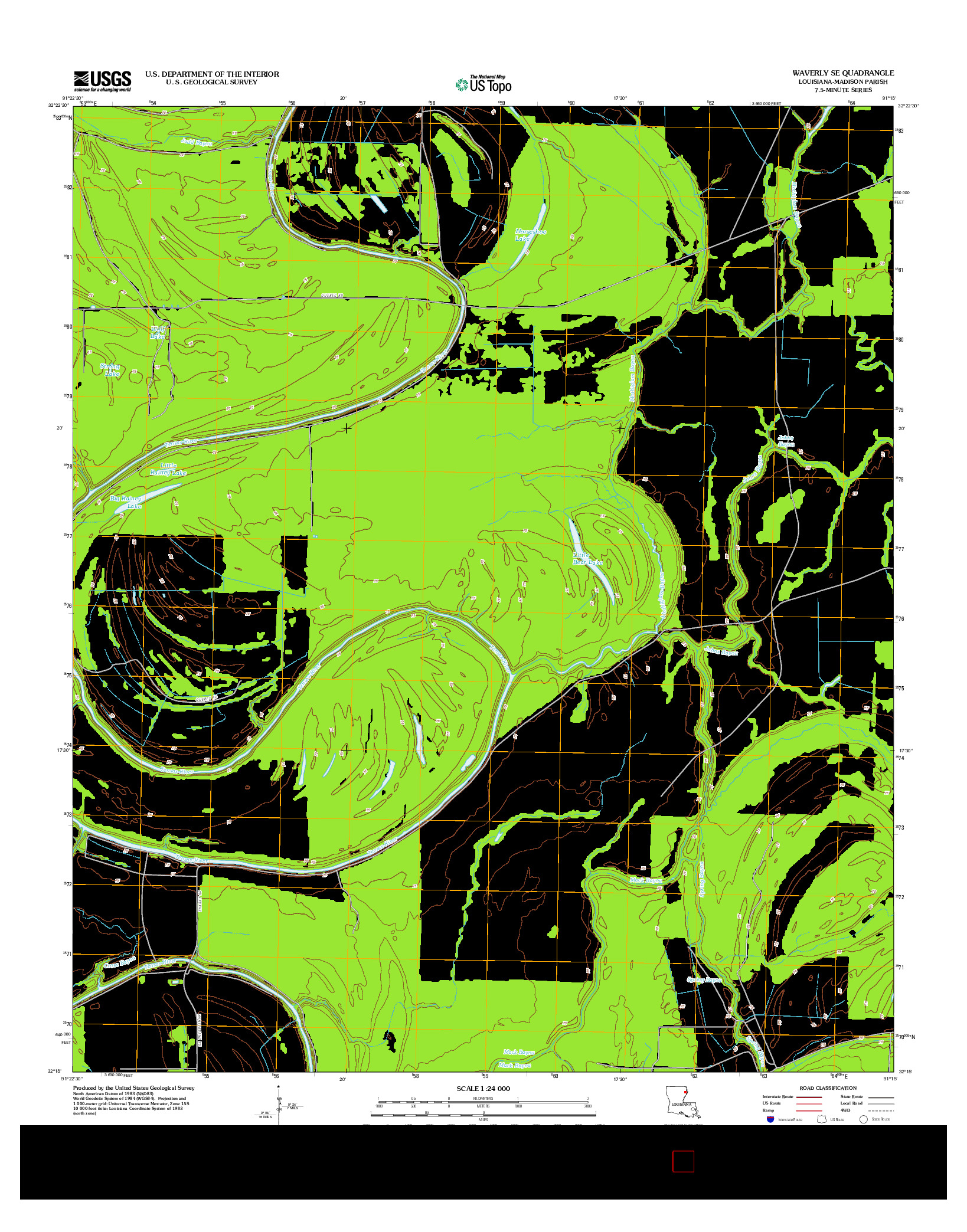 USGS US TOPO 7.5-MINUTE MAP FOR WAVERLY SE, LA 2012