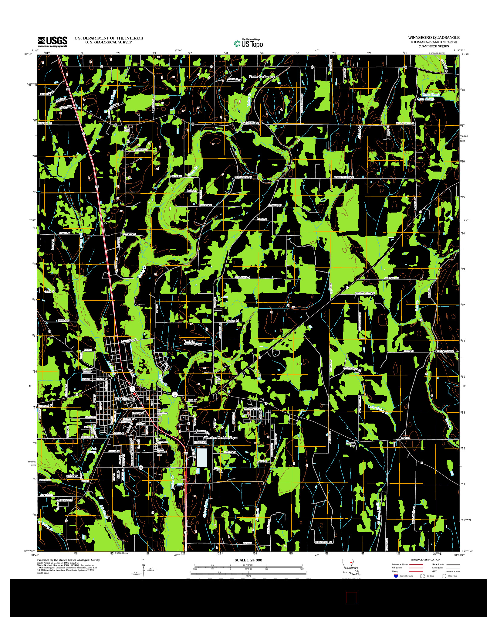 USGS US TOPO 7.5-MINUTE MAP FOR WINNSBORO, LA 2012