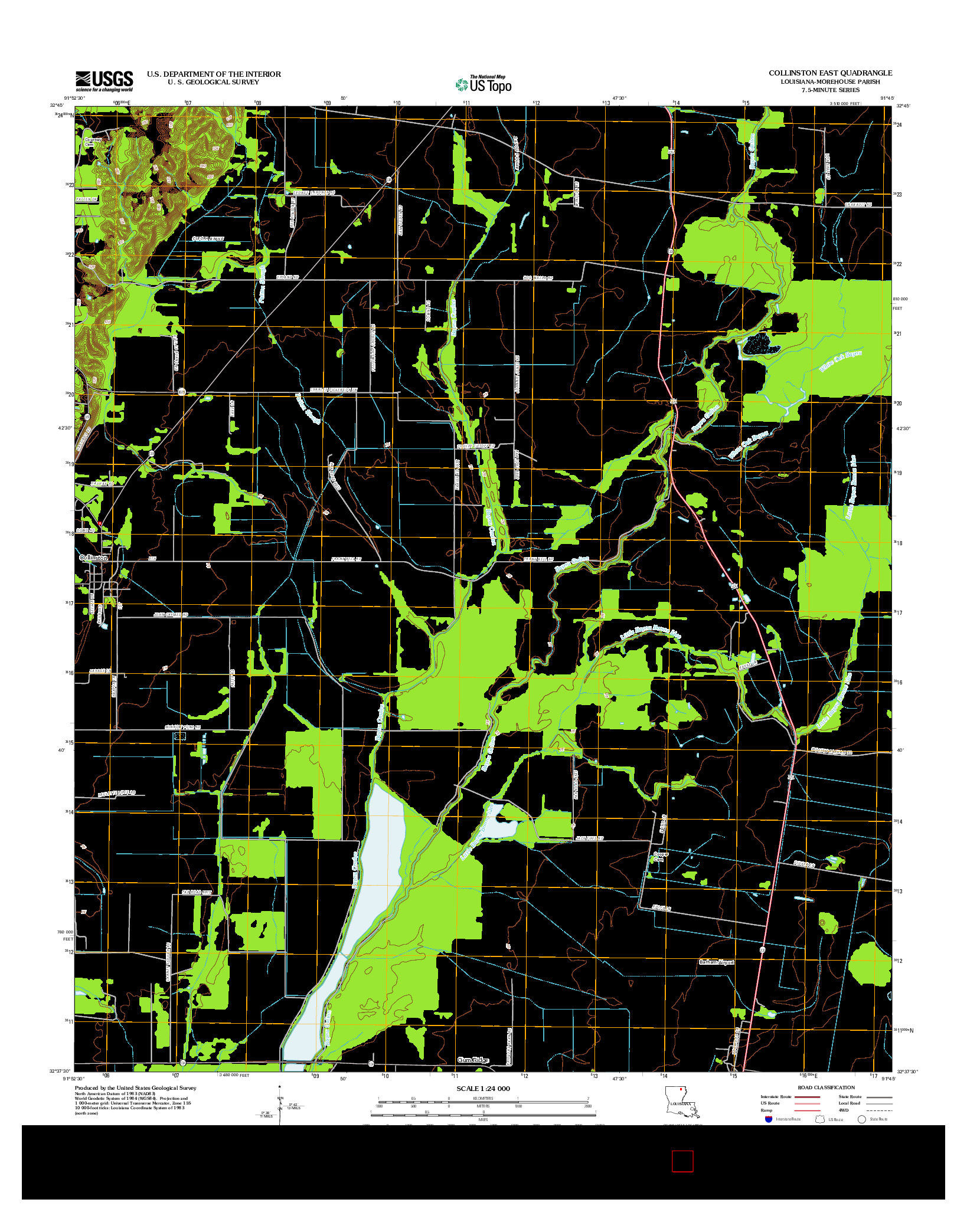 USGS US TOPO 7.5-MINUTE MAP FOR COLLINSTON EAST, LA 2012