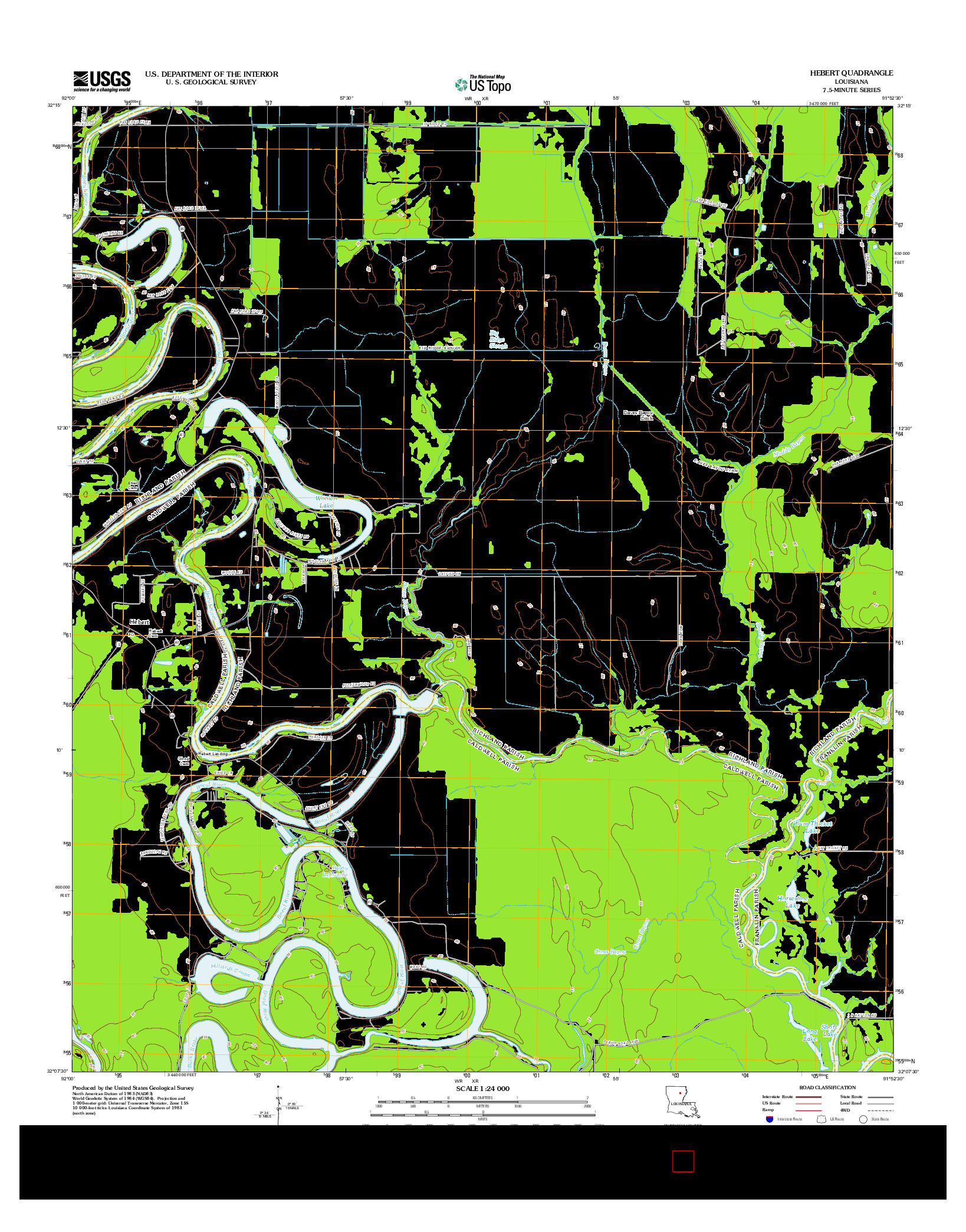 USGS US TOPO 7.5-MINUTE MAP FOR HEBERT, LA 2012
