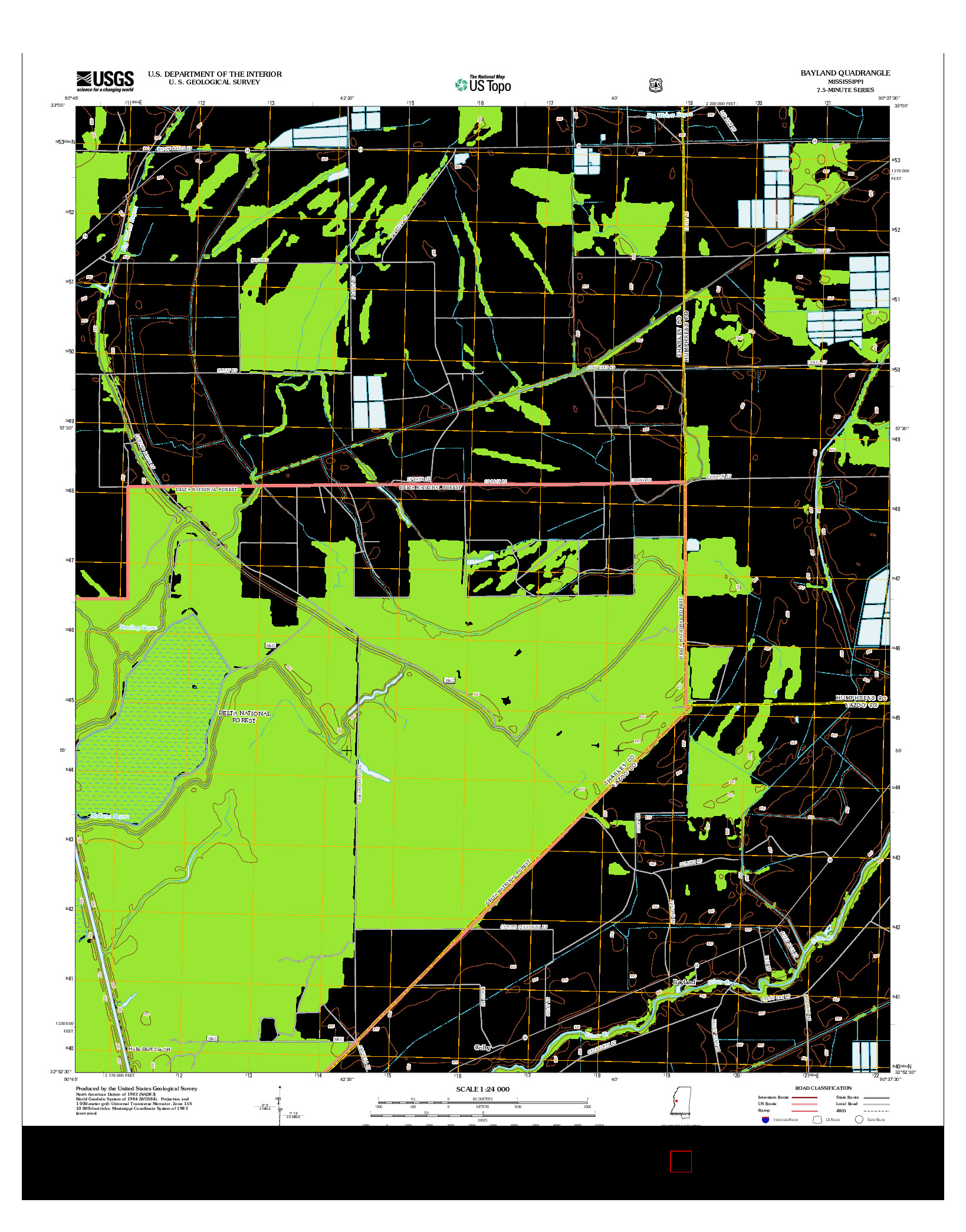 USGS US TOPO 7.5-MINUTE MAP FOR BAYLAND, MS 2012