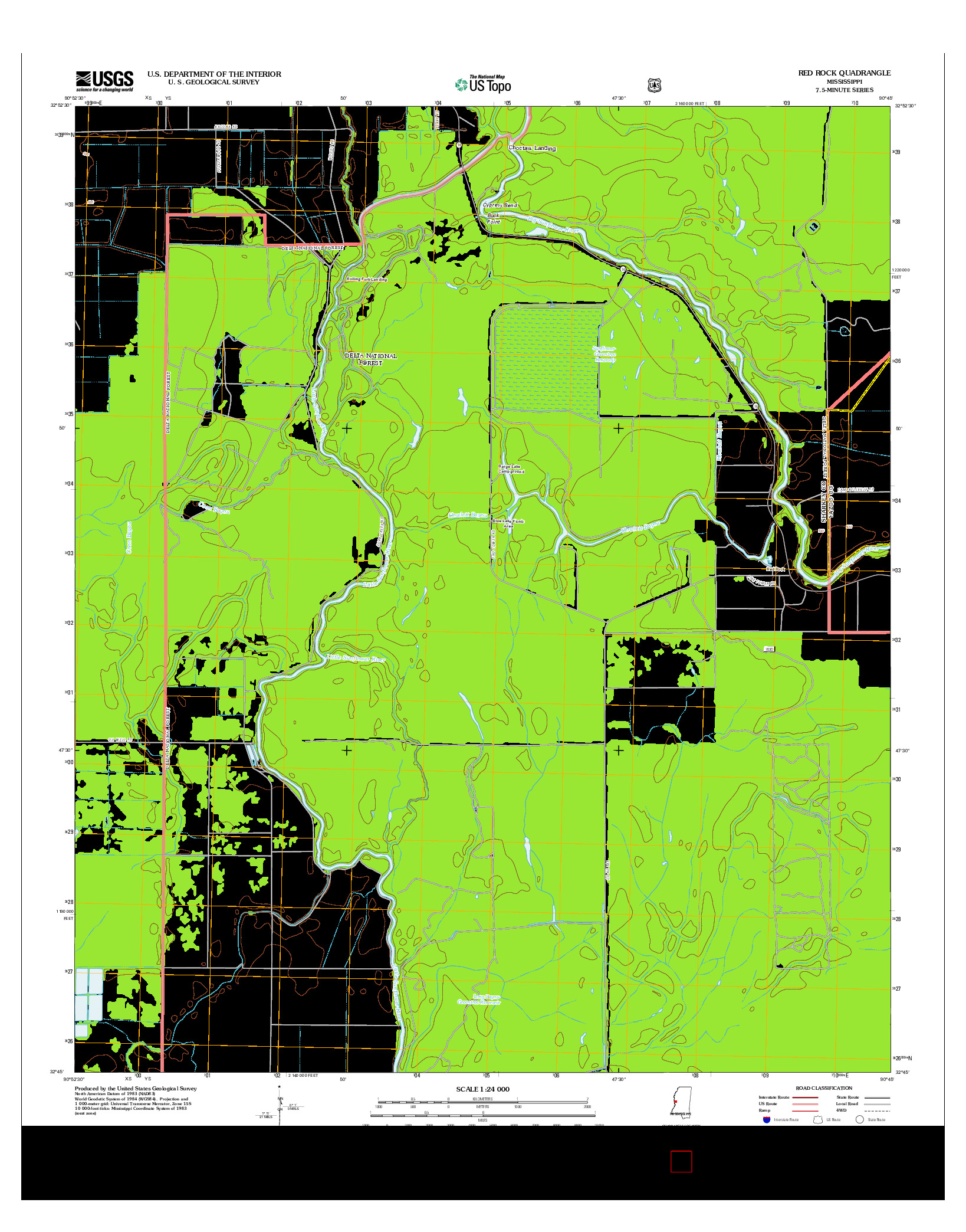 USGS US TOPO 7.5-MINUTE MAP FOR RED ROCK, MS 2012