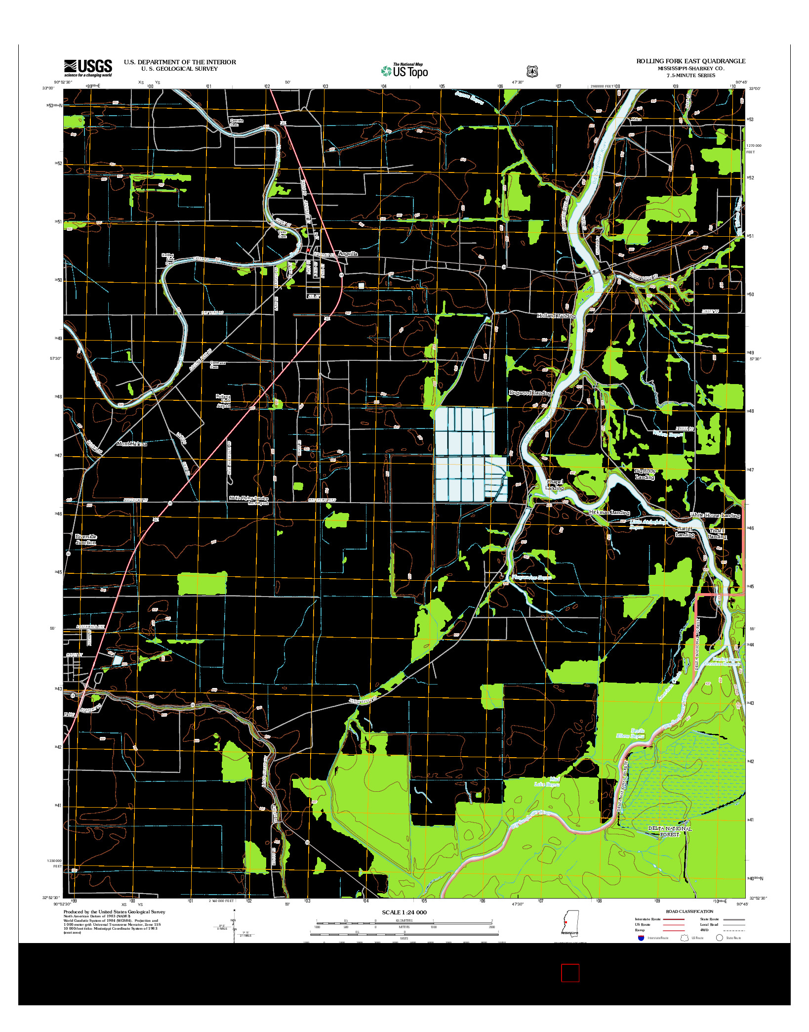 USGS US TOPO 7.5-MINUTE MAP FOR ROLLING FORK EAST, MS 2012