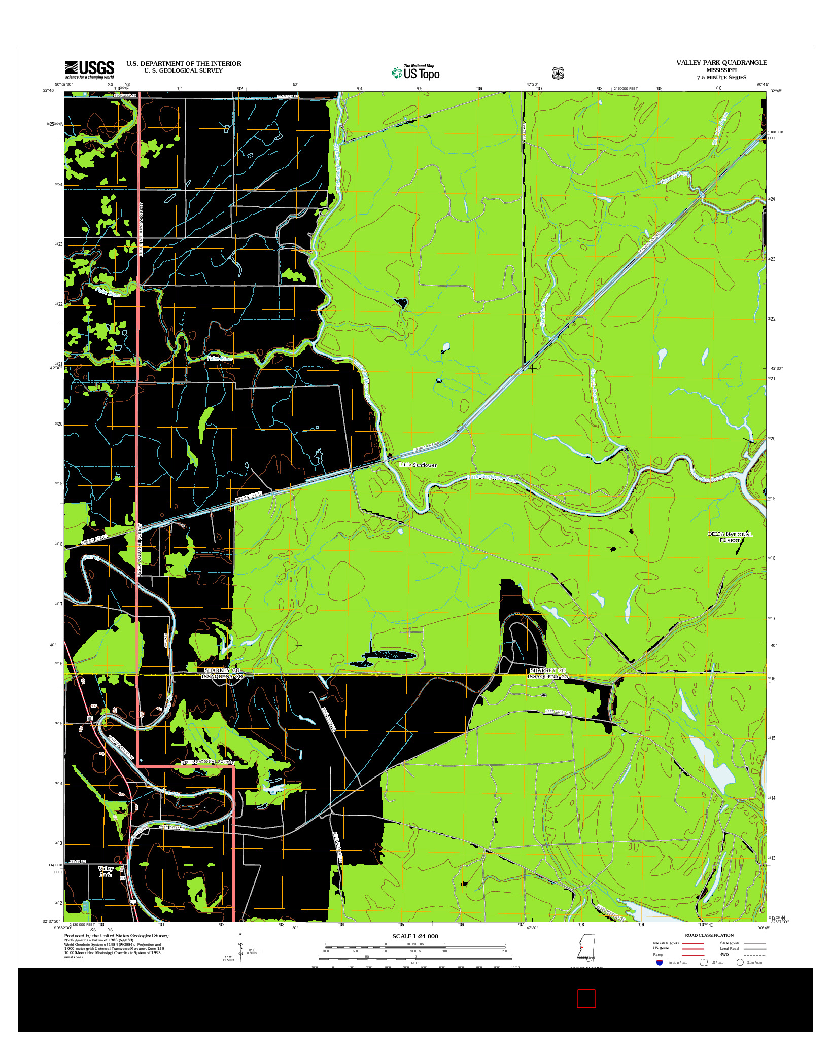 USGS US TOPO 7.5-MINUTE MAP FOR VALLEY PARK, MS 2012