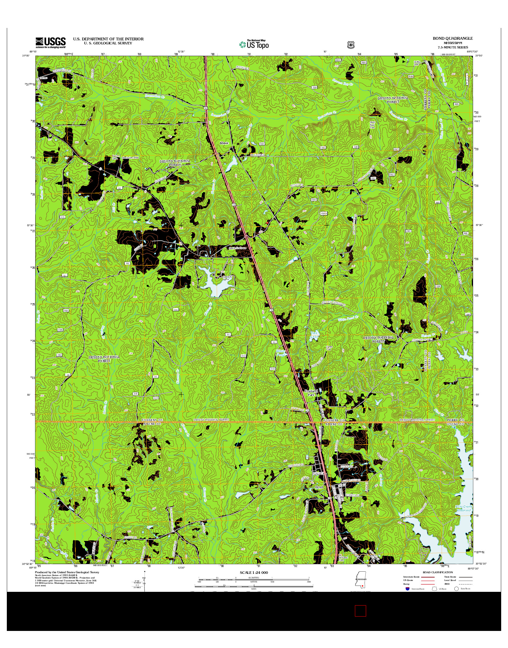 USGS US TOPO 7.5-MINUTE MAP FOR BOND, MS 2012