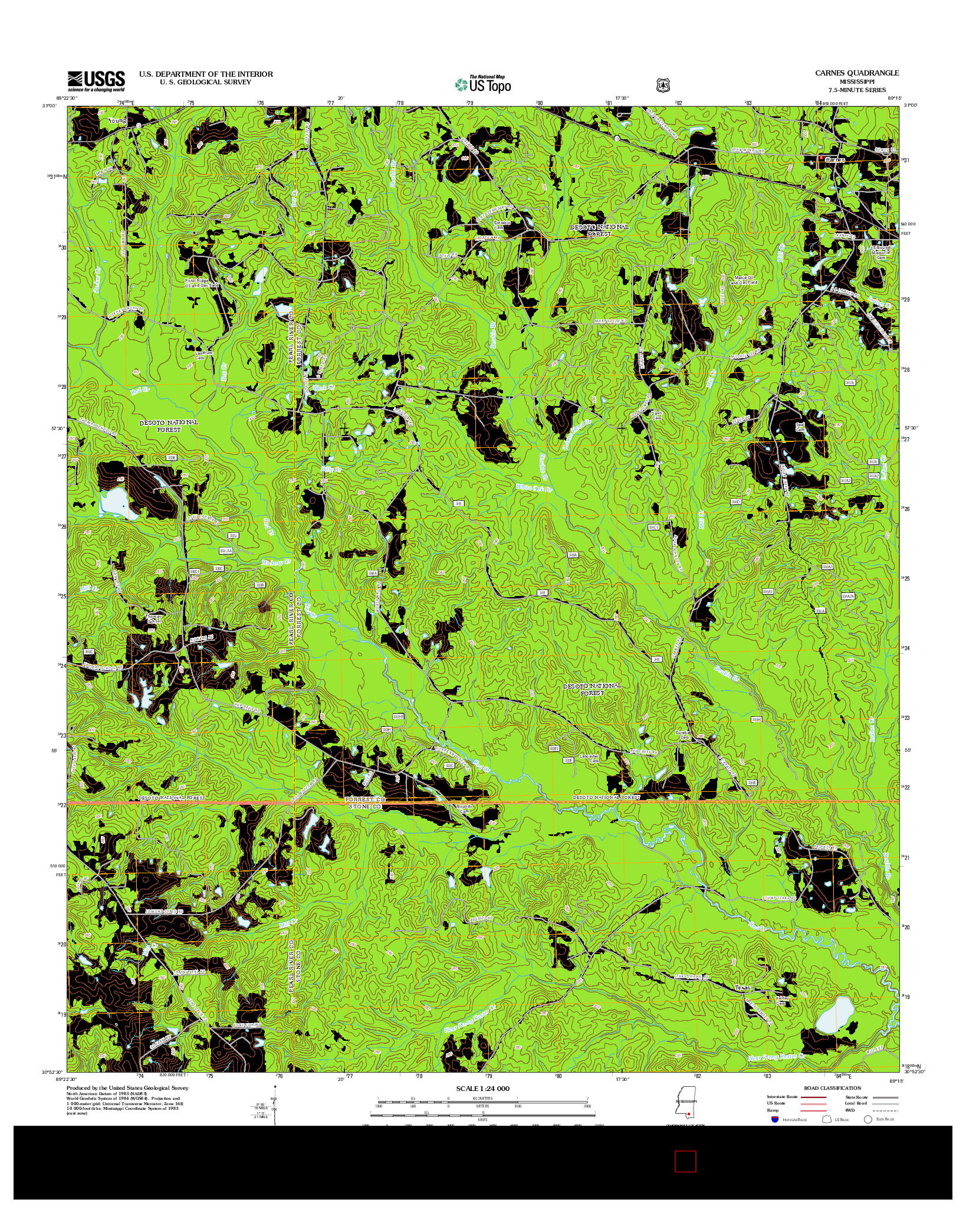 USGS US TOPO 7.5-MINUTE MAP FOR CARNES, MS 2012