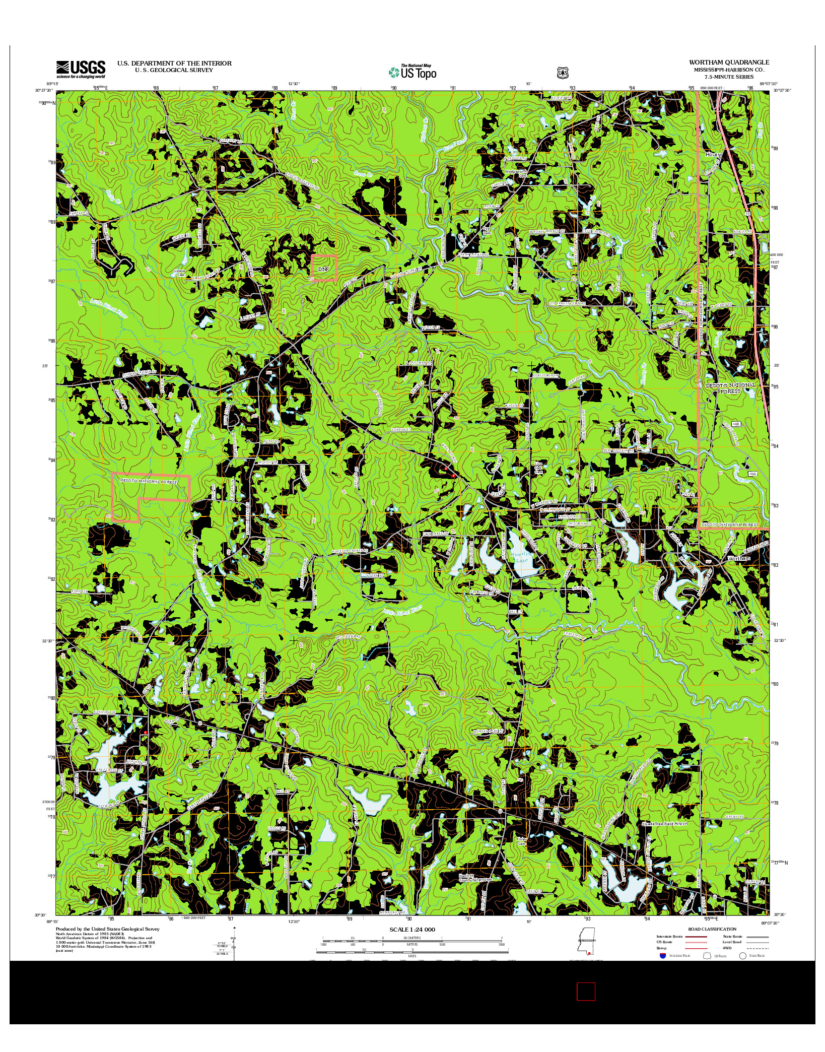 USGS US TOPO 7.5-MINUTE MAP FOR WORTHAM, MS 2012