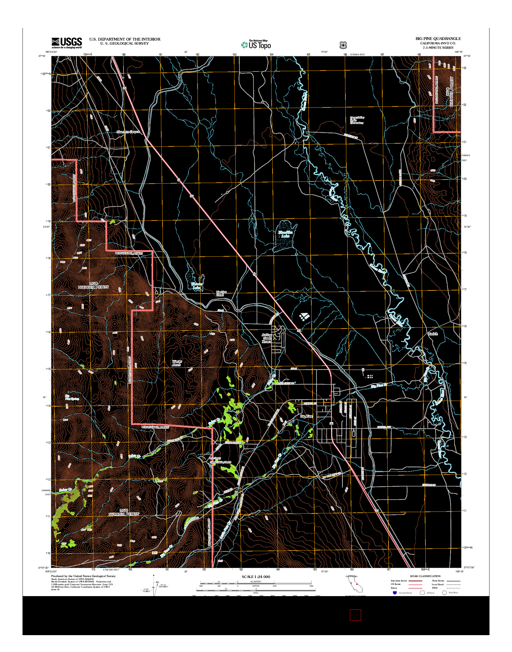 USGS US TOPO 7.5-MINUTE MAP FOR BIG PINE, CA 2012