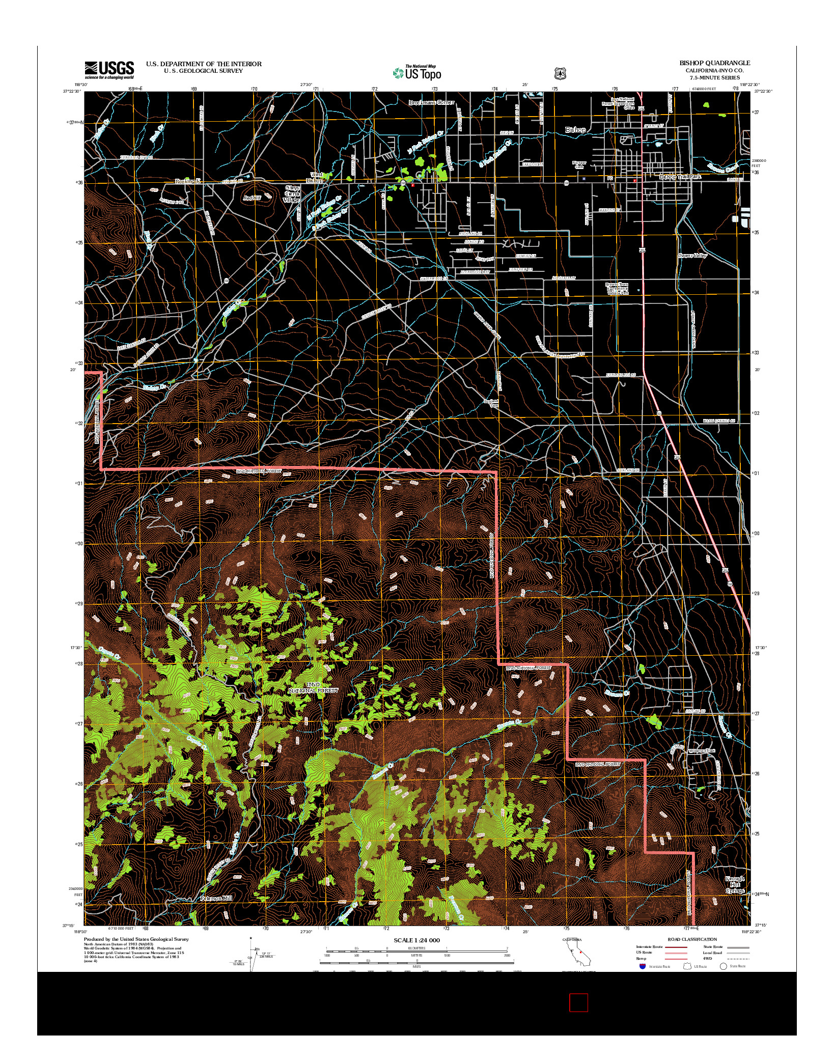 USGS US TOPO 7.5-MINUTE MAP FOR BISHOP, CA 2012