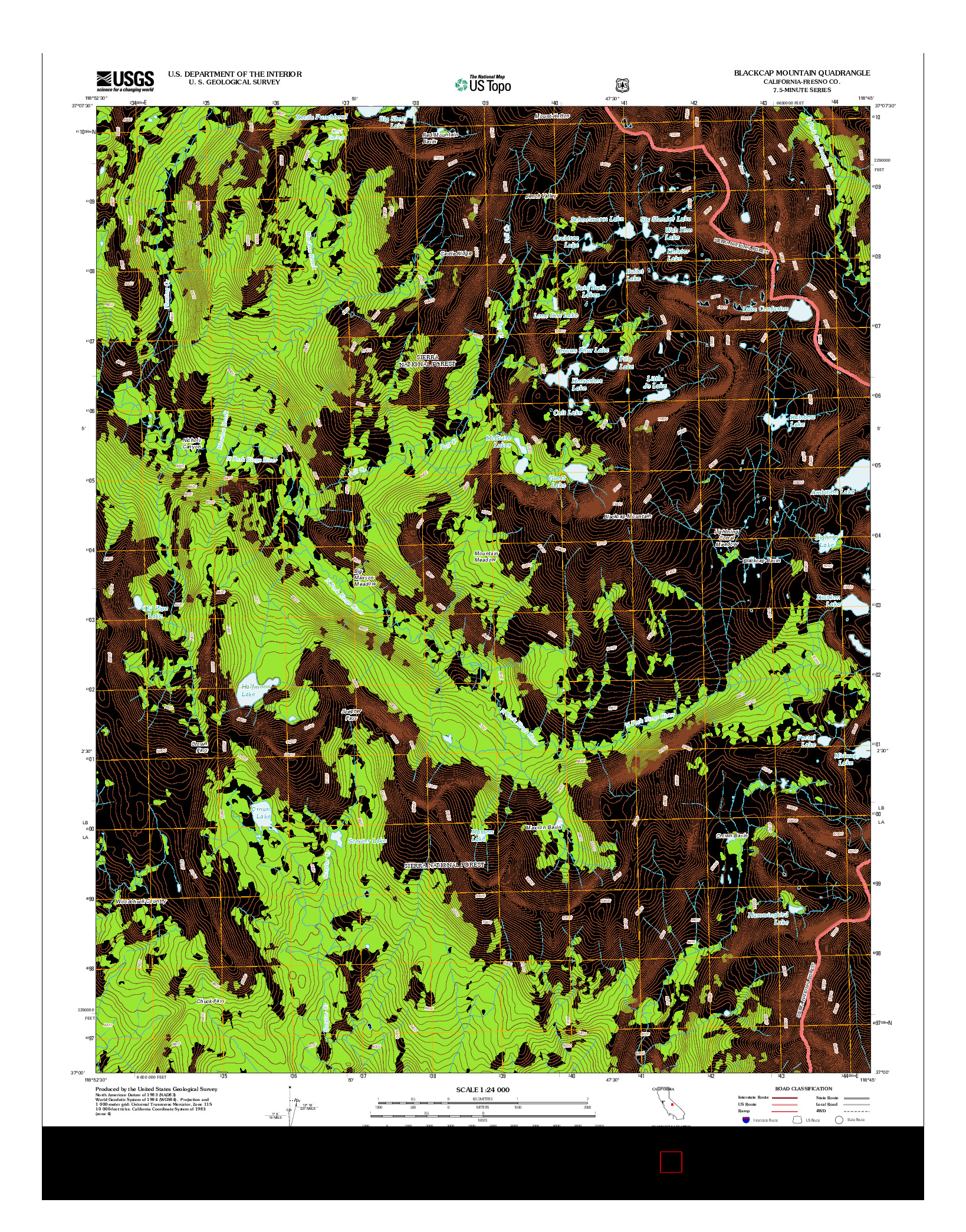 USGS US TOPO 7.5-MINUTE MAP FOR BLACKCAP MOUNTAIN, CA 2012