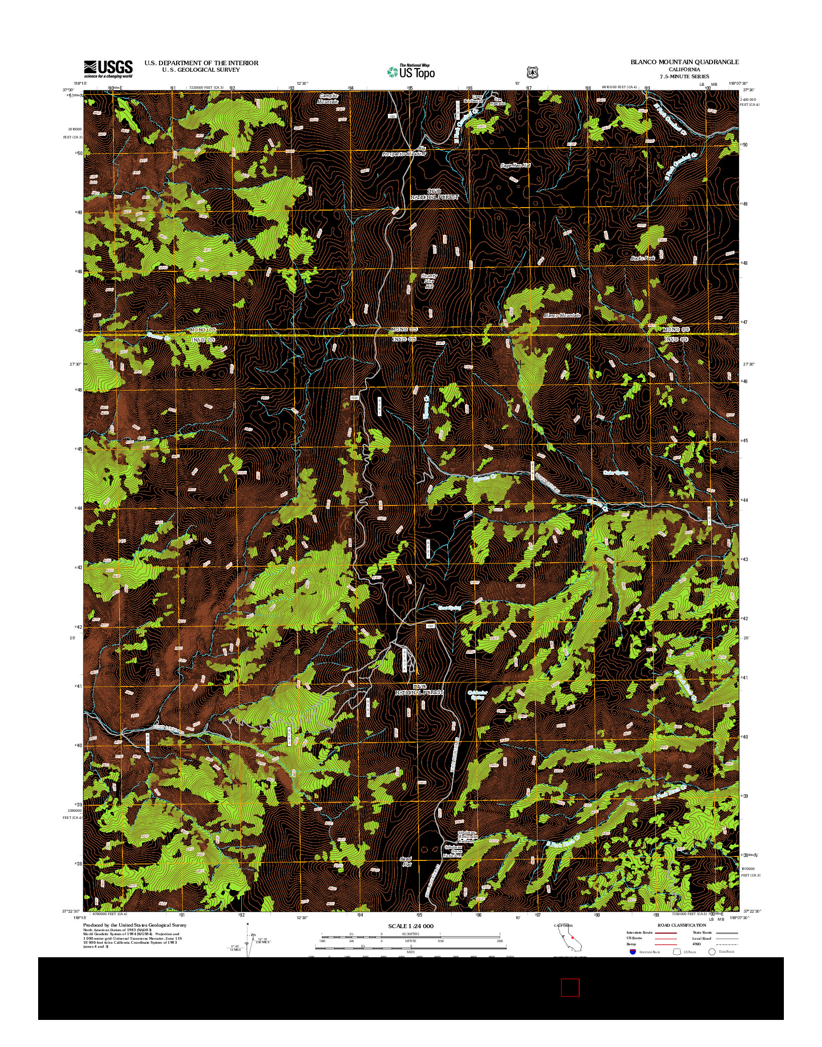 USGS US TOPO 7.5-MINUTE MAP FOR BLANCO MOUNTAIN, CA 2012